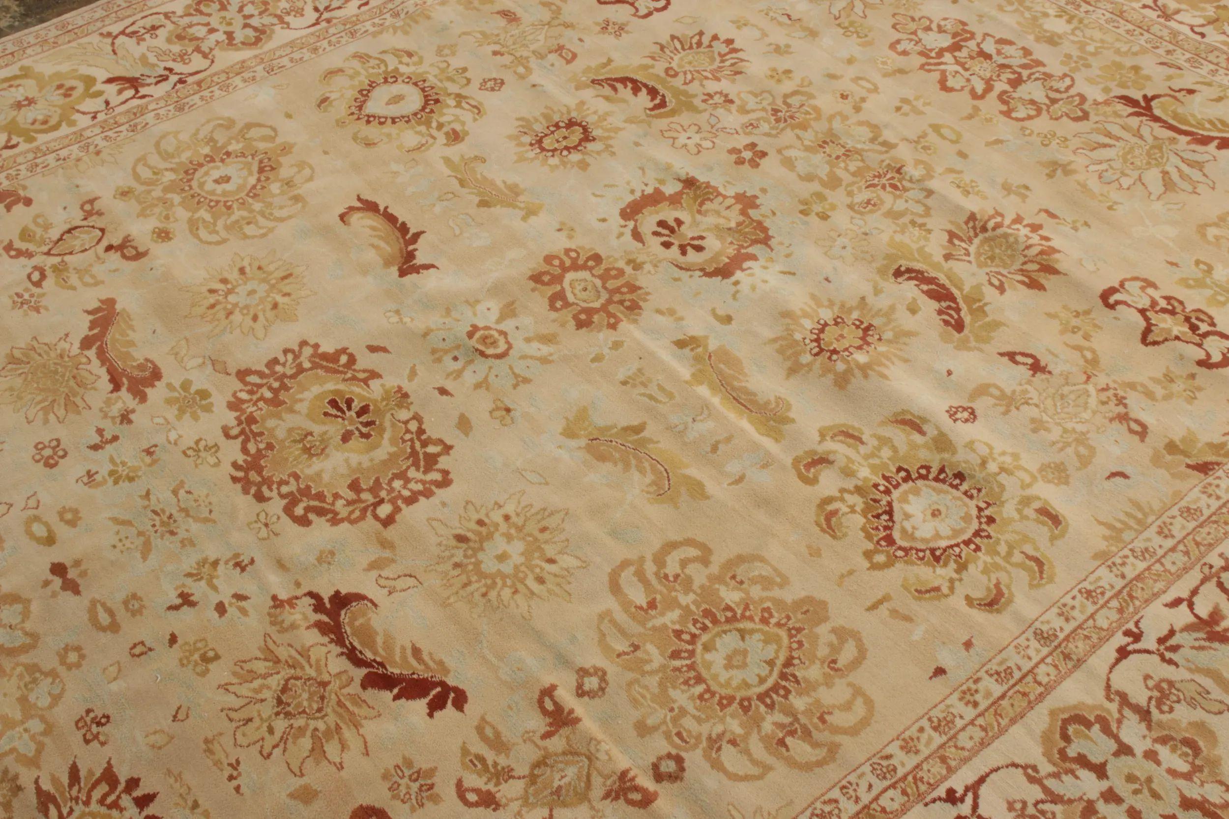 Noué à la main Tapis & Kilims - Tapis de style Sultanabad en beige-marron, motif floral rouge en vente