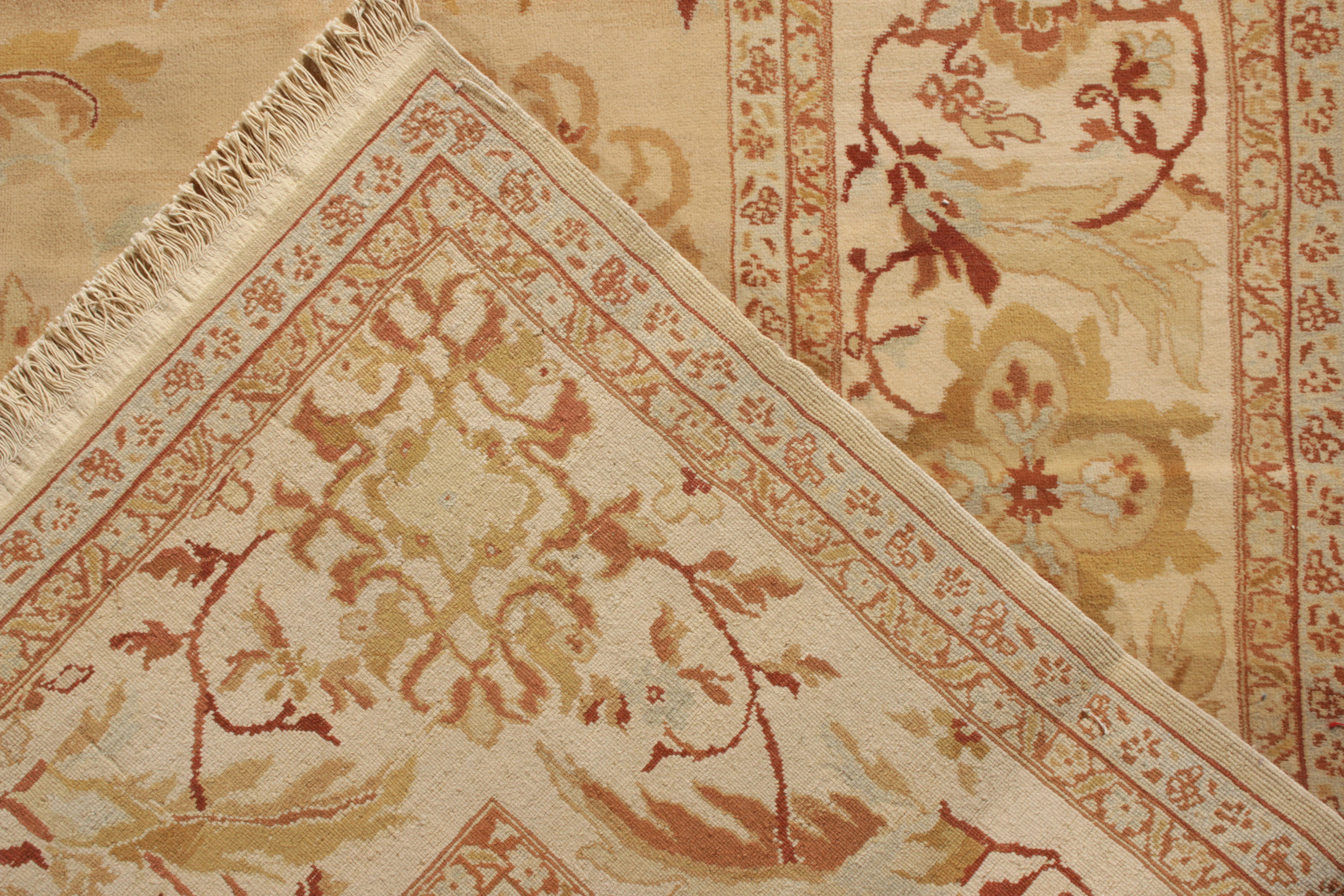 Rug & Kilim’s Sultanabad Style Rug in Beige-Brown, Red Floral Pattern In New Condition For Sale In Long Island City, NY
