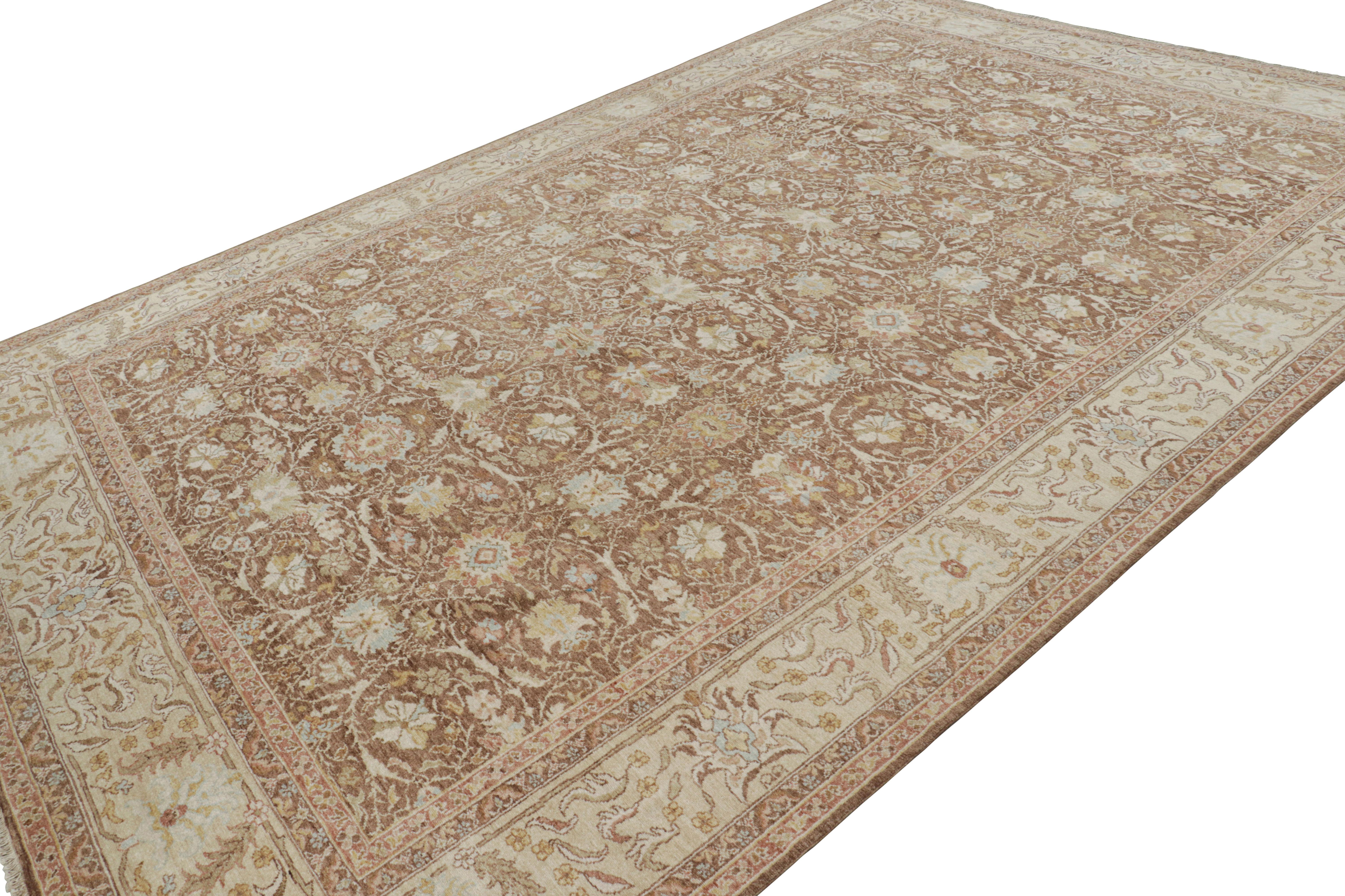 Rug & Kilim’s Sultanabad Style Rug in Brown with Floral Patterns In New Condition For Sale In Long Island City, NY