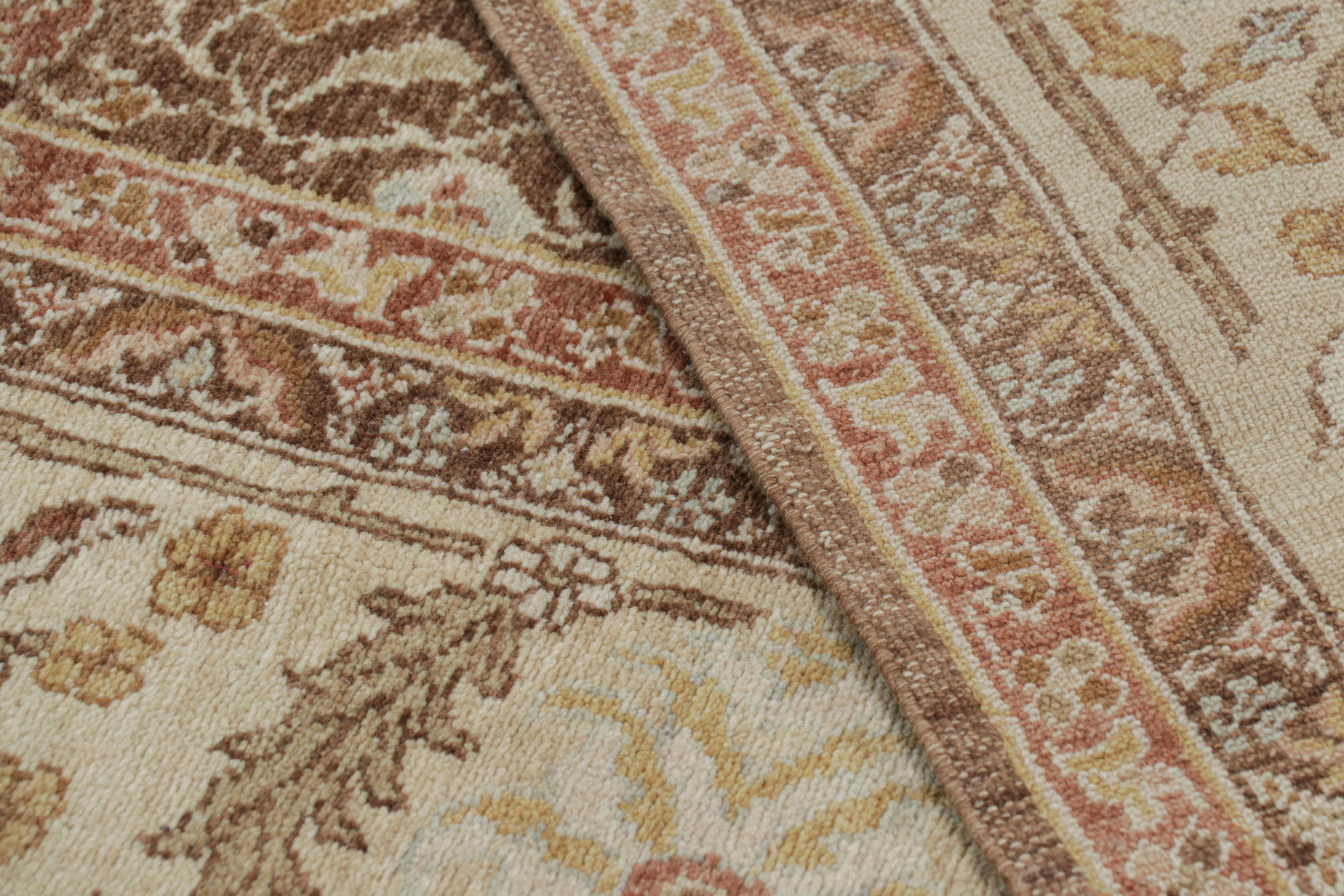 Wool Rug & Kilim’s Sultanabad Style Rug in Brown with Floral Patterns For Sale