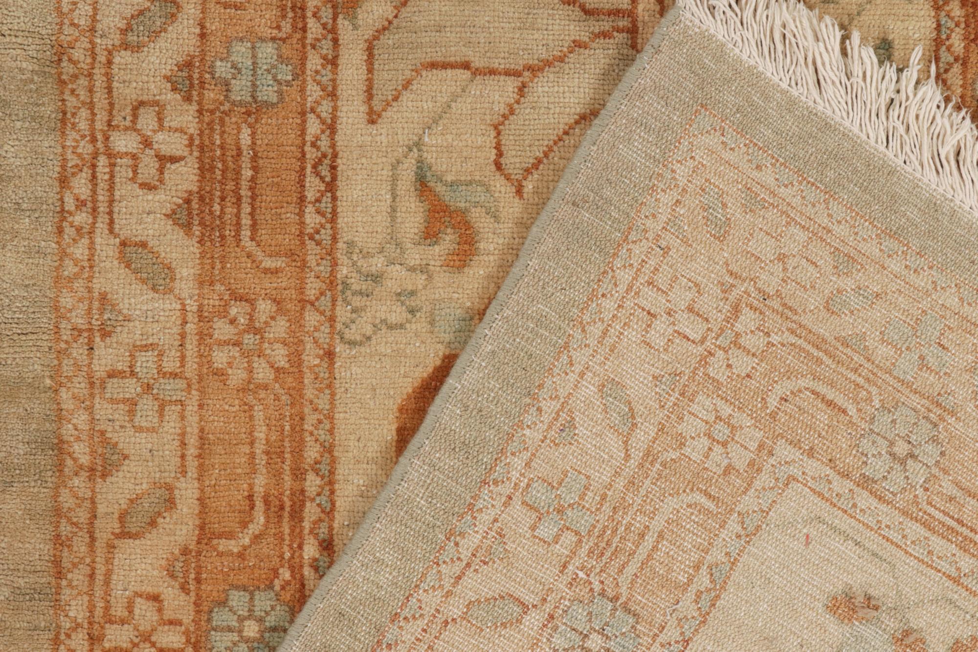 Laine Rug & Kilim’s Sultanabad Style Runner in Blue with Orange Floral Pattern en vente
