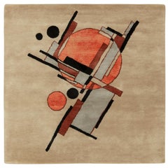 Rug & Kilim's Suprematist Style Deco Rug in Beige, Black & Orange