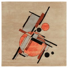 Rug & Kilim: Tappeto Deco in stile suprematista in beige-marrone, nero e arancione