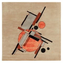Rug & Kilim's Suprematist Style Deco Rug in Beige-Brown, Black & Orange