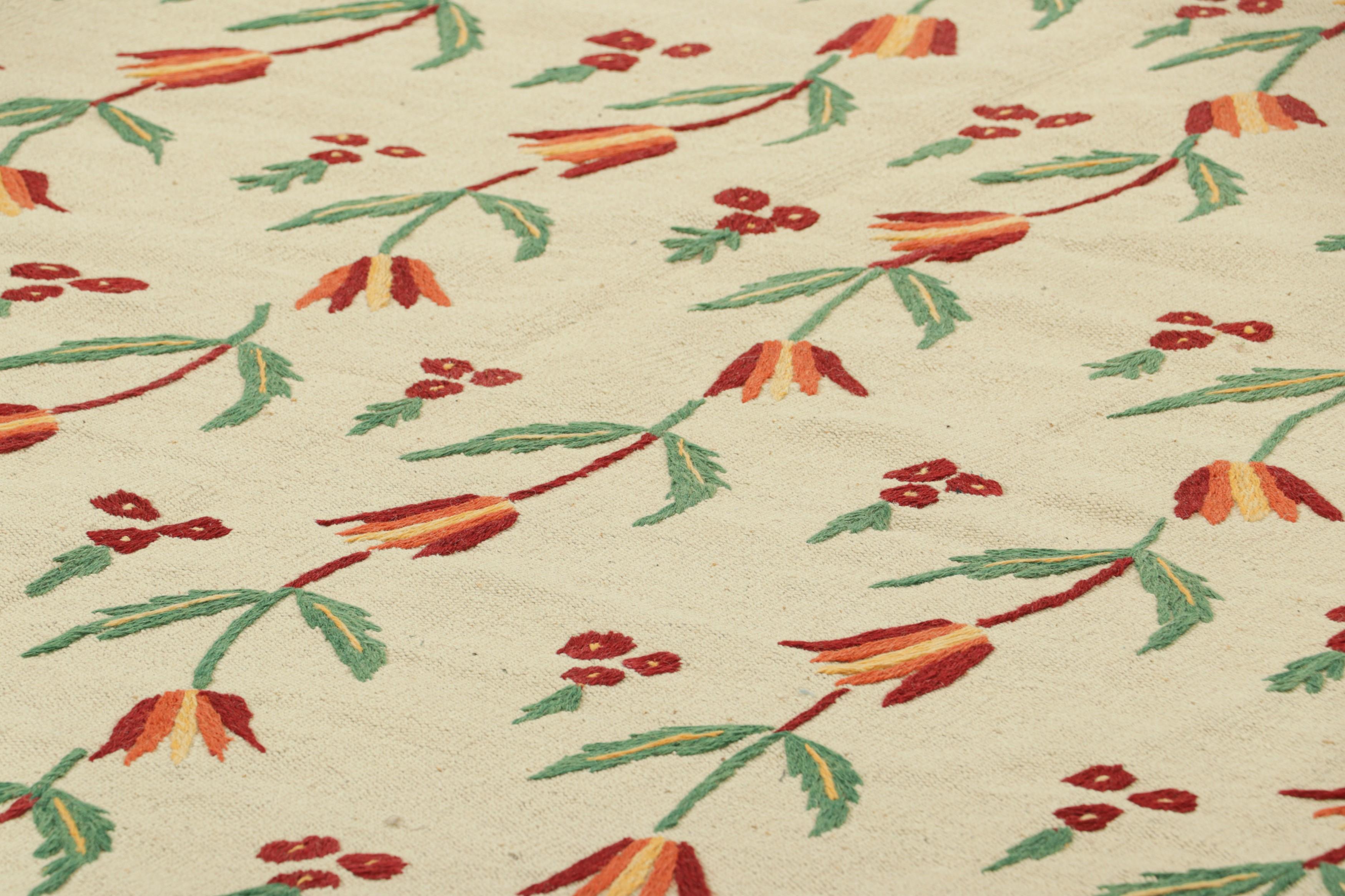 Made with handwoven wool, this 8x10 Kilim represents an exciting new line of Modern Classics and contemporary flatweaves by Rug & Kilim—a series of designs inspired by antique Suzani Kilims and textiles, among the richest weaving traditions in