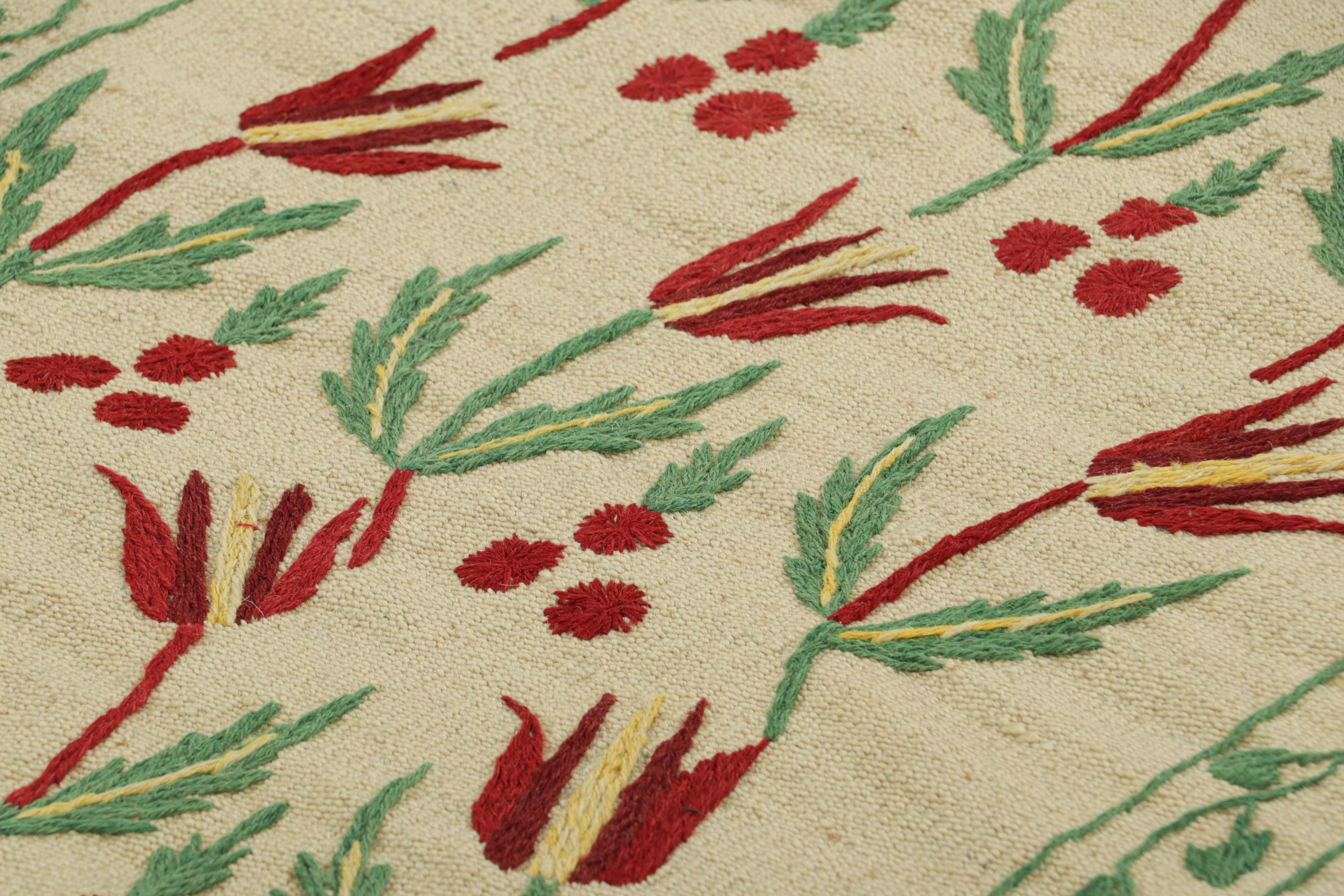 Made with handwoven wool, this 2x6 Kilim and runner rug represents an exciting new line of Modern Classics and contemporary flatweaves by Rug & Kilim—a series of designs inspired by antique Suzani Kilims and textiles, among the richest weaving