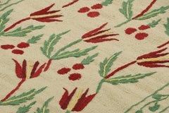 Rug & Kilim’s Suzani Style Kilim Runner Rug in Cream with Floral Patterns