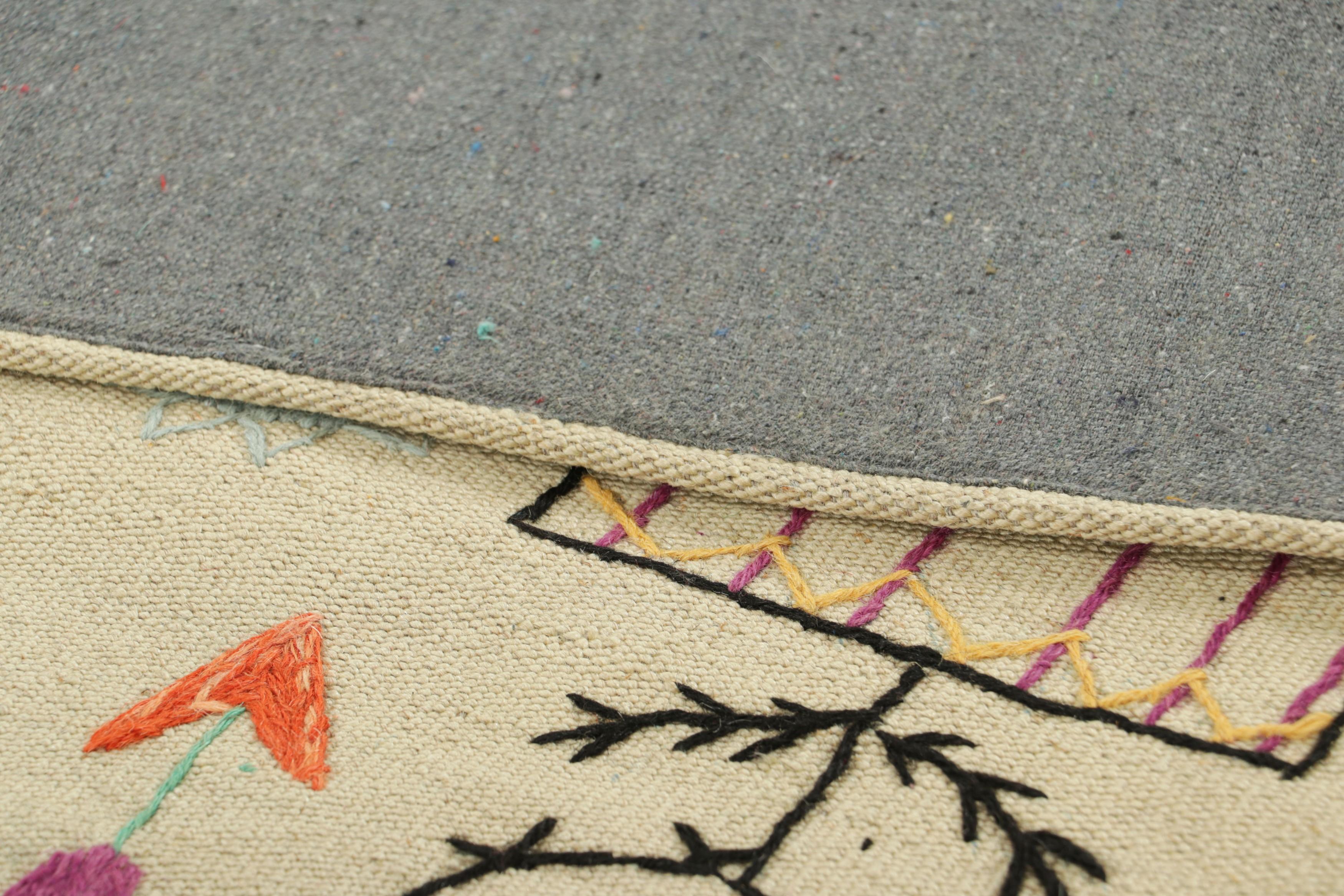 Wool Rug & Kilim’s Suzani Style Kilim Runner Rug with Polychromatic Pictorials For Sale