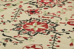 Rug & Kilim’s Suzani Style Kilim with Light Green and Red Floral Patterns
