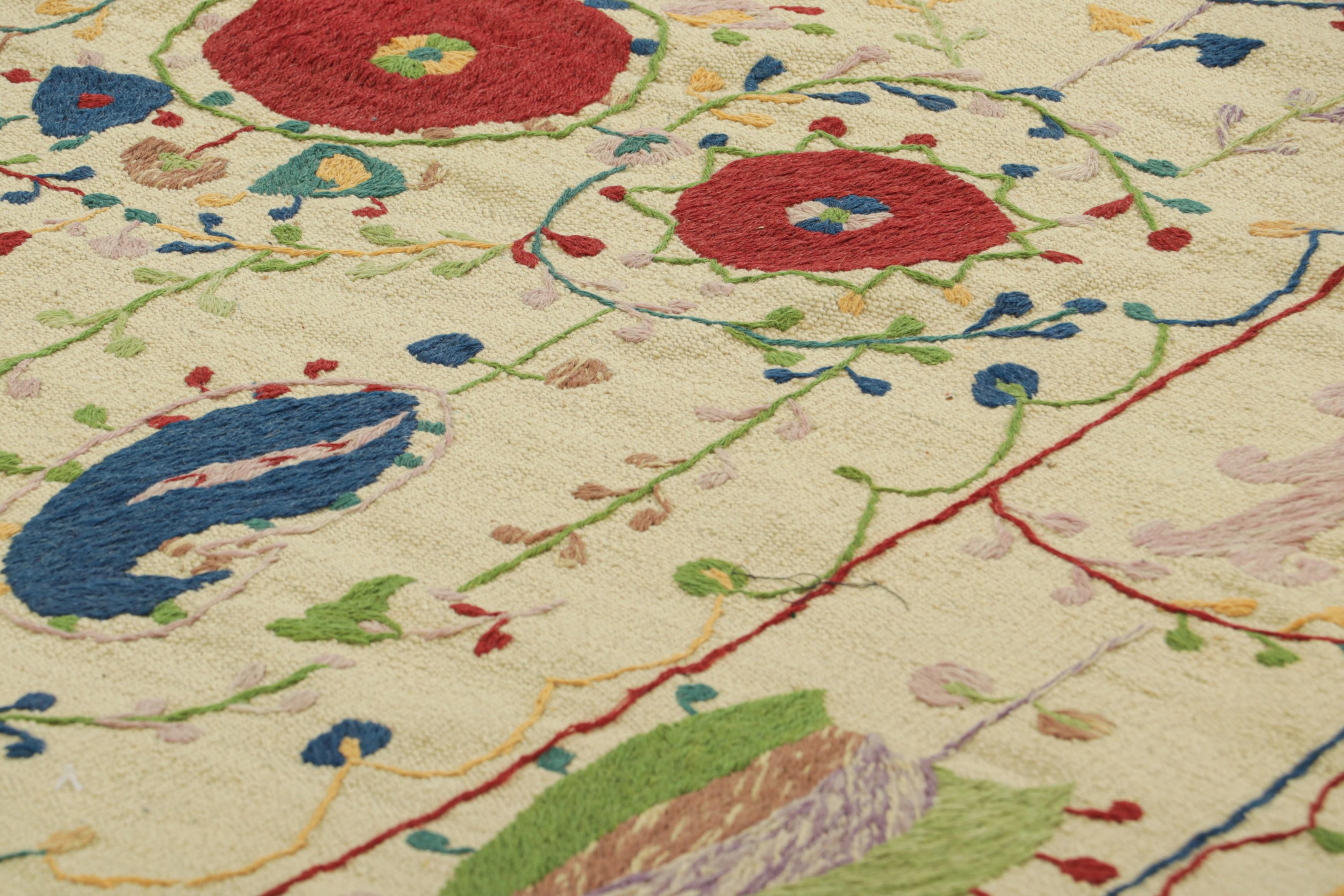 Made with handwoven wool, this 5x7 Kilim represents an exciting new line of Modern Classics and contemporary flatweaves by Rug & Kilim—a series of designs inspired by antique Suzani Kilims and textiles, among the richest weaving traditions in