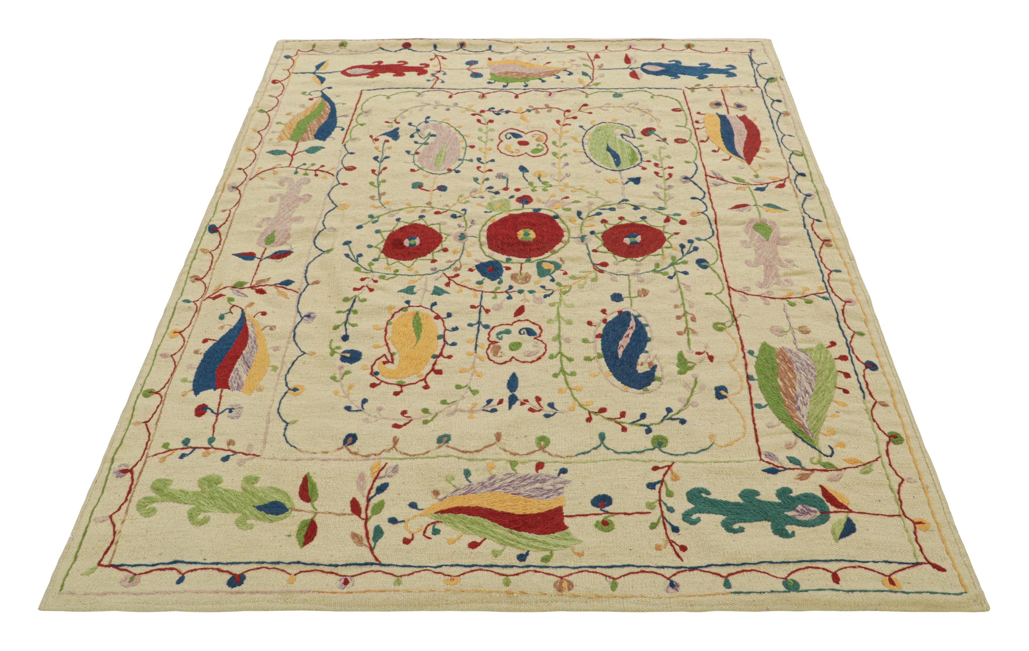 Rug & Kilim’s Suzani Style Kilim with Polychromatic Tribal Patterns In New Condition For Sale In Long Island City, NY