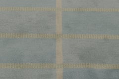 Rug & Kilim’s Swedish Art Deco Inspired Rug in Dusty Blue with Geometric Pattern
