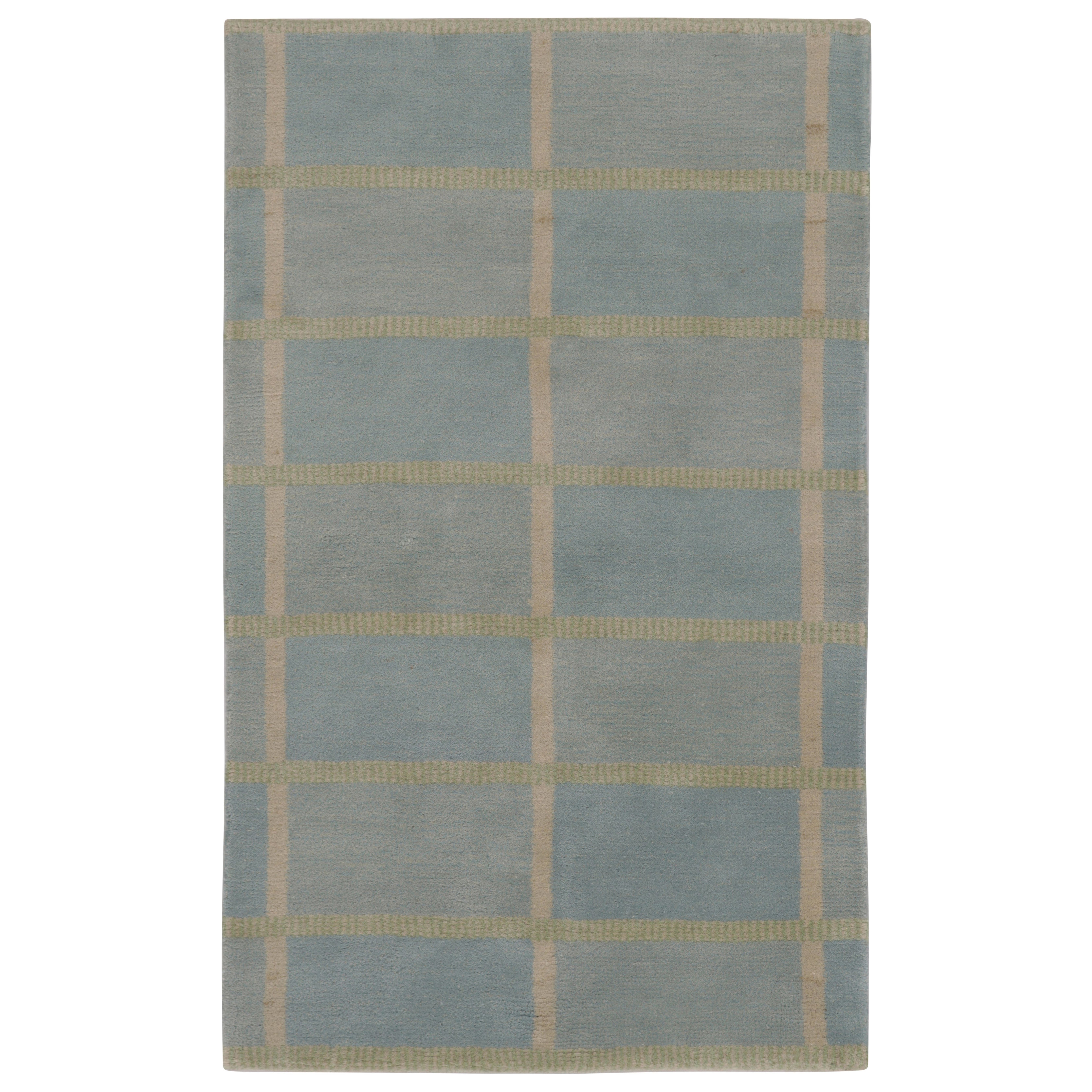 Rug
Kilim’s Swedish Art Deco Inspired Rug in Dusty Blue with Geometric Pattern