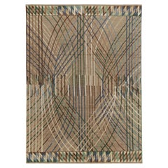 Rug & Kilim's Swedish Deco Style Rug in Beige-Brown with Multicolor Geometry