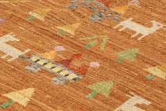 Rug & Kilim’s Swedish Style Custom Rug in Brown with Figural Geometric Patterns