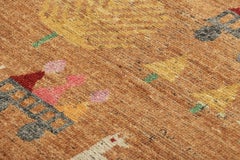 Rug & Kilim’s Swedish Style Rug in Brown with Figural Geometric Patterns