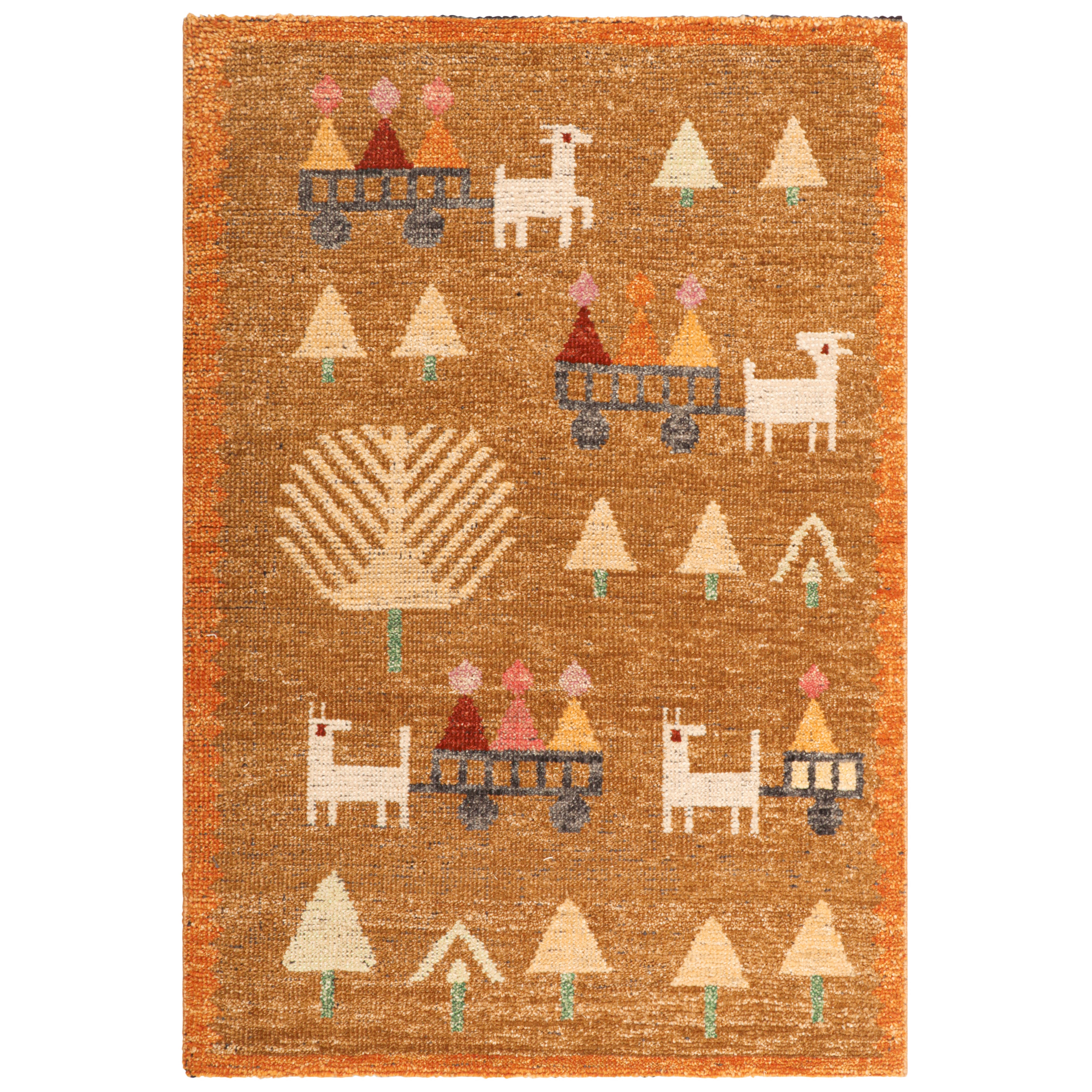 Tappeto in stile svedese Rug & Kilim in marrone con motivi geometrici figurativi