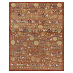 Rug & Kilim's Swedish Style Rug in Brown with Figural Geometric Patterns (tapis de style suédois à motifs géométriques figuratifs)
