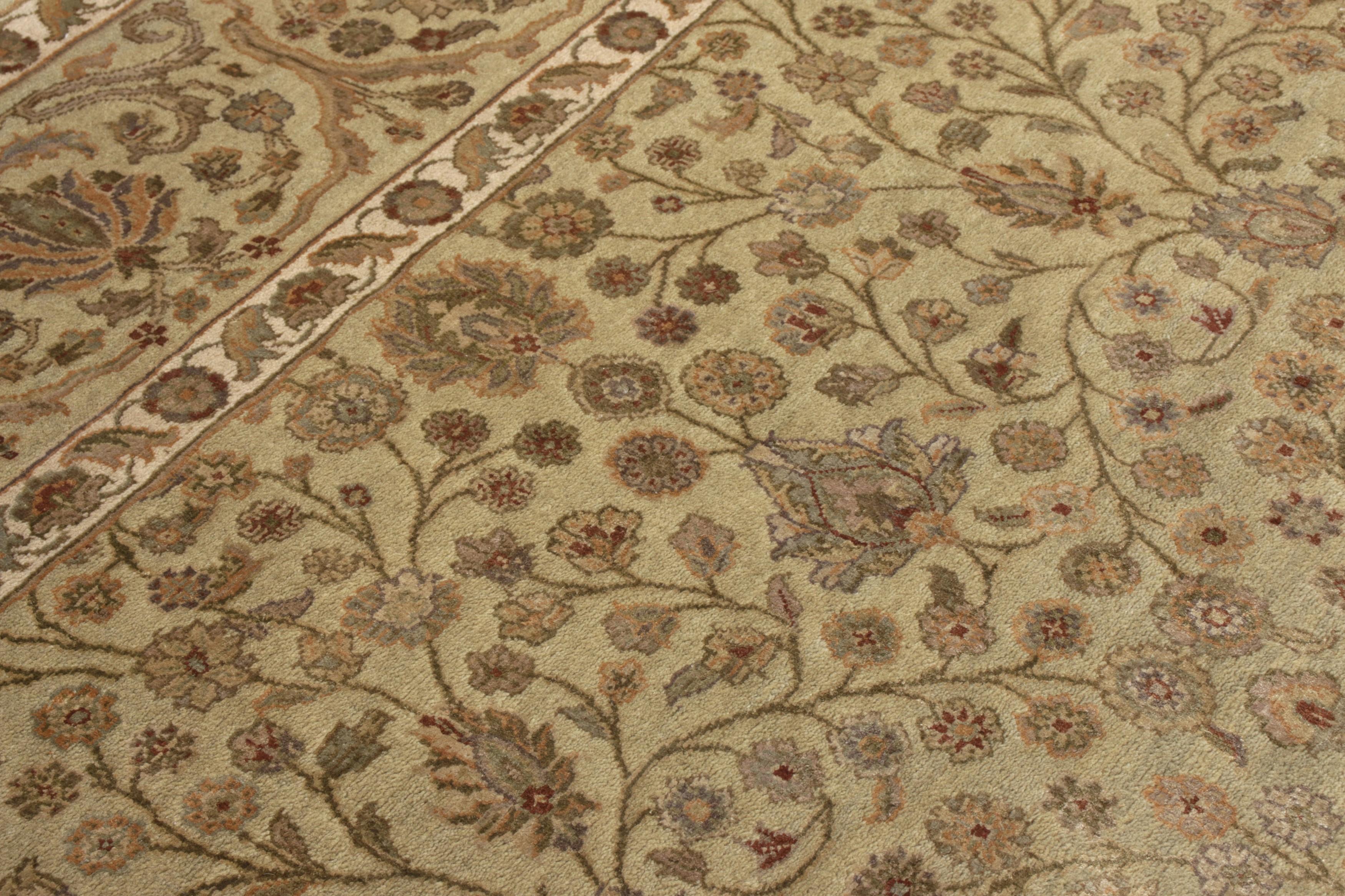 Rug & Kilim’s Tabriz Style Rug in All over Green, Beige-Brown Floral Pattern In New Condition For Sale In Long Island City, NY