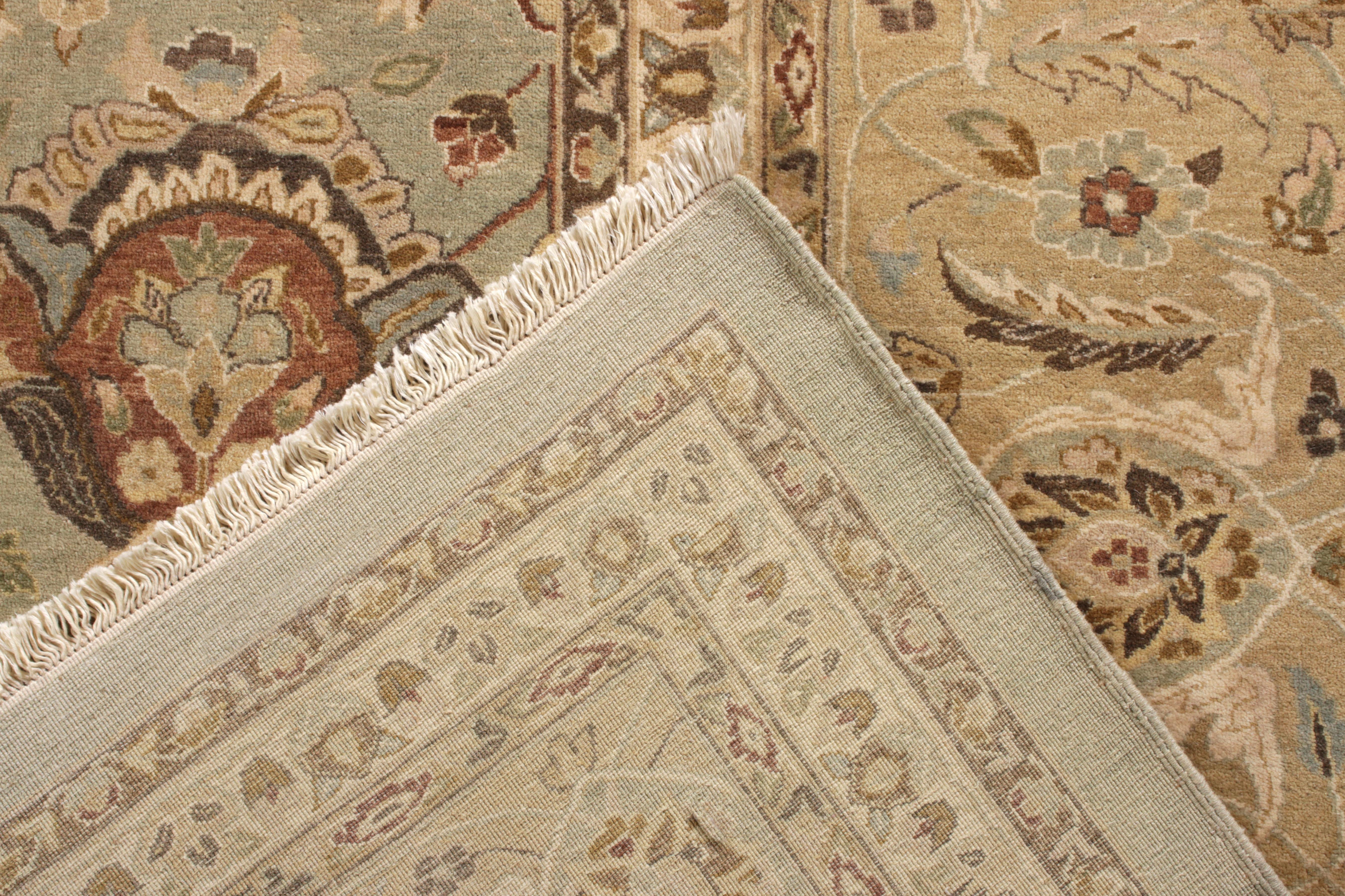 Rug & Kilim’s Tabriz style Rug in Beige-Brown and Green Floral Pattern In New Condition In Long Island City, NY