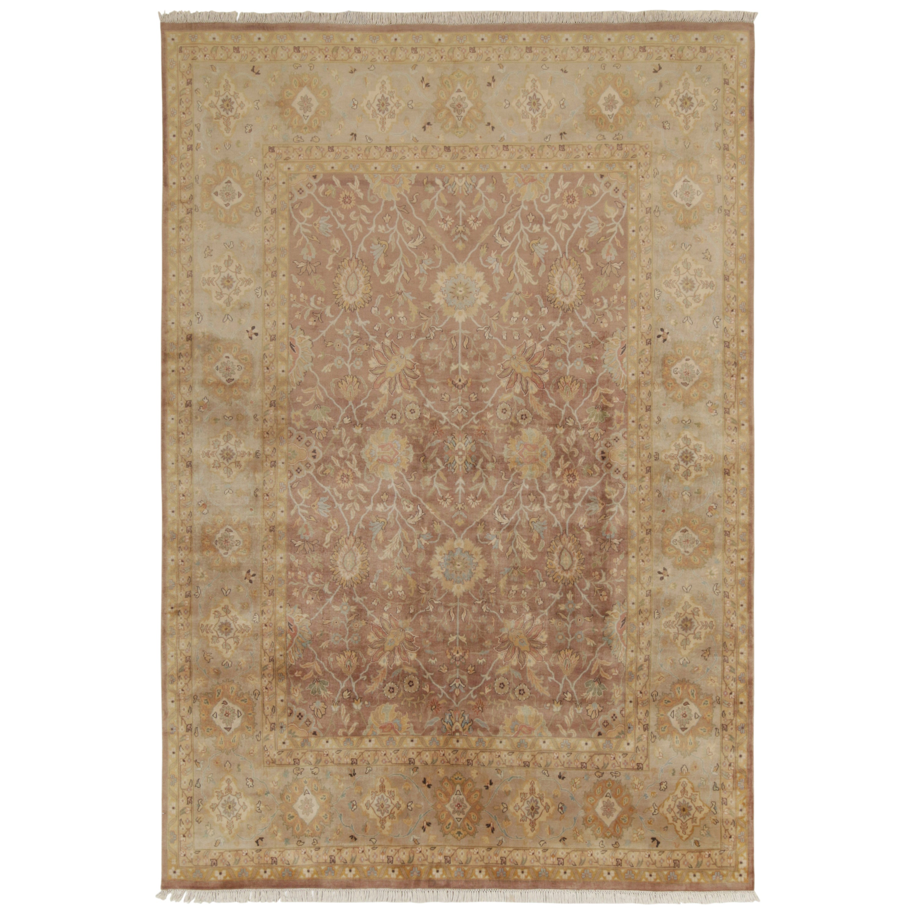 Tapis & Kilims Tapis de style Tabriz en brun avec motifs floraux dorés et bleus