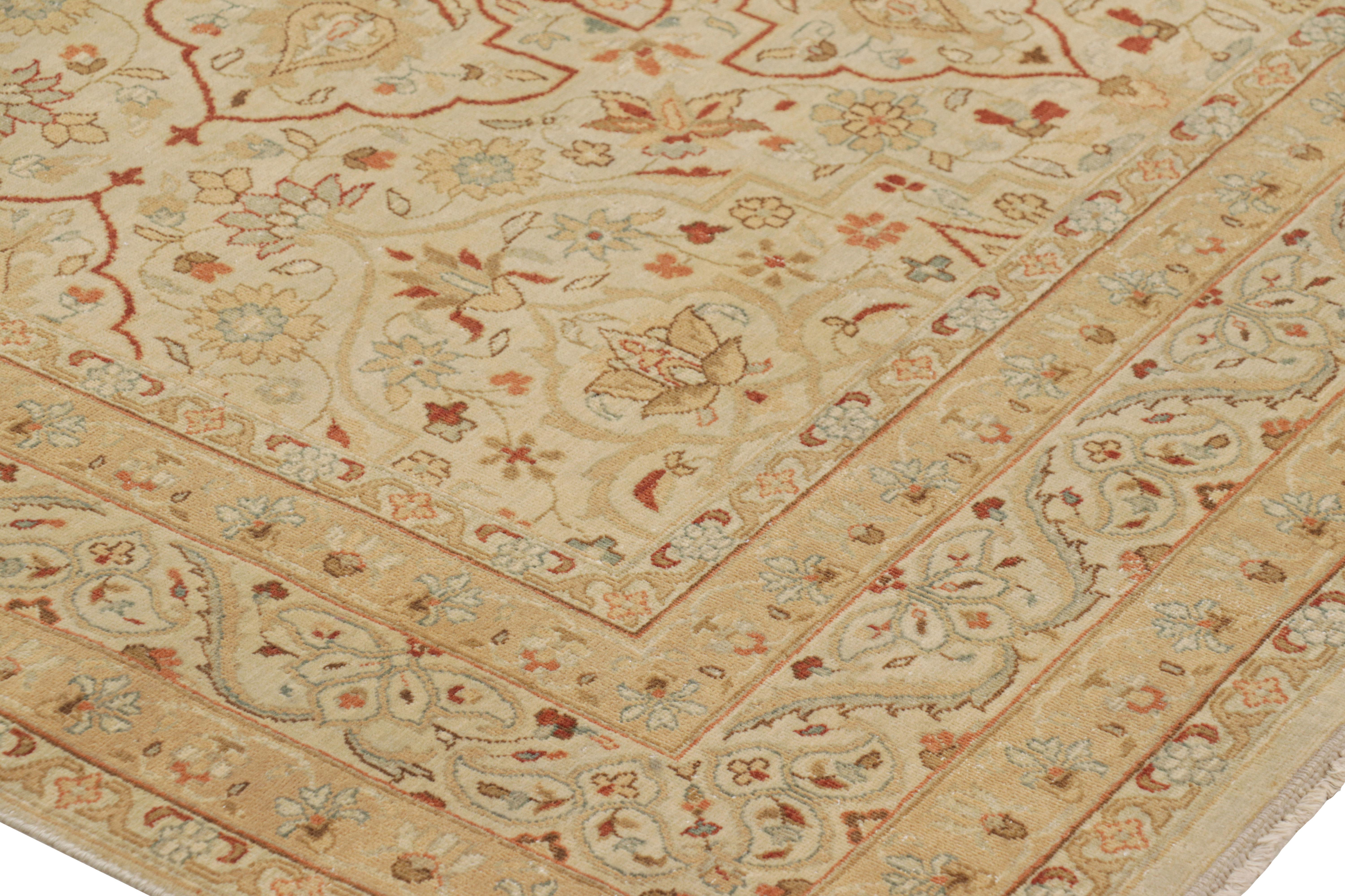 Rug & Kilim’s Tabriz Style Rug in Cream and Red with Floral Patterns In New Condition For Sale In Long Island City, NY