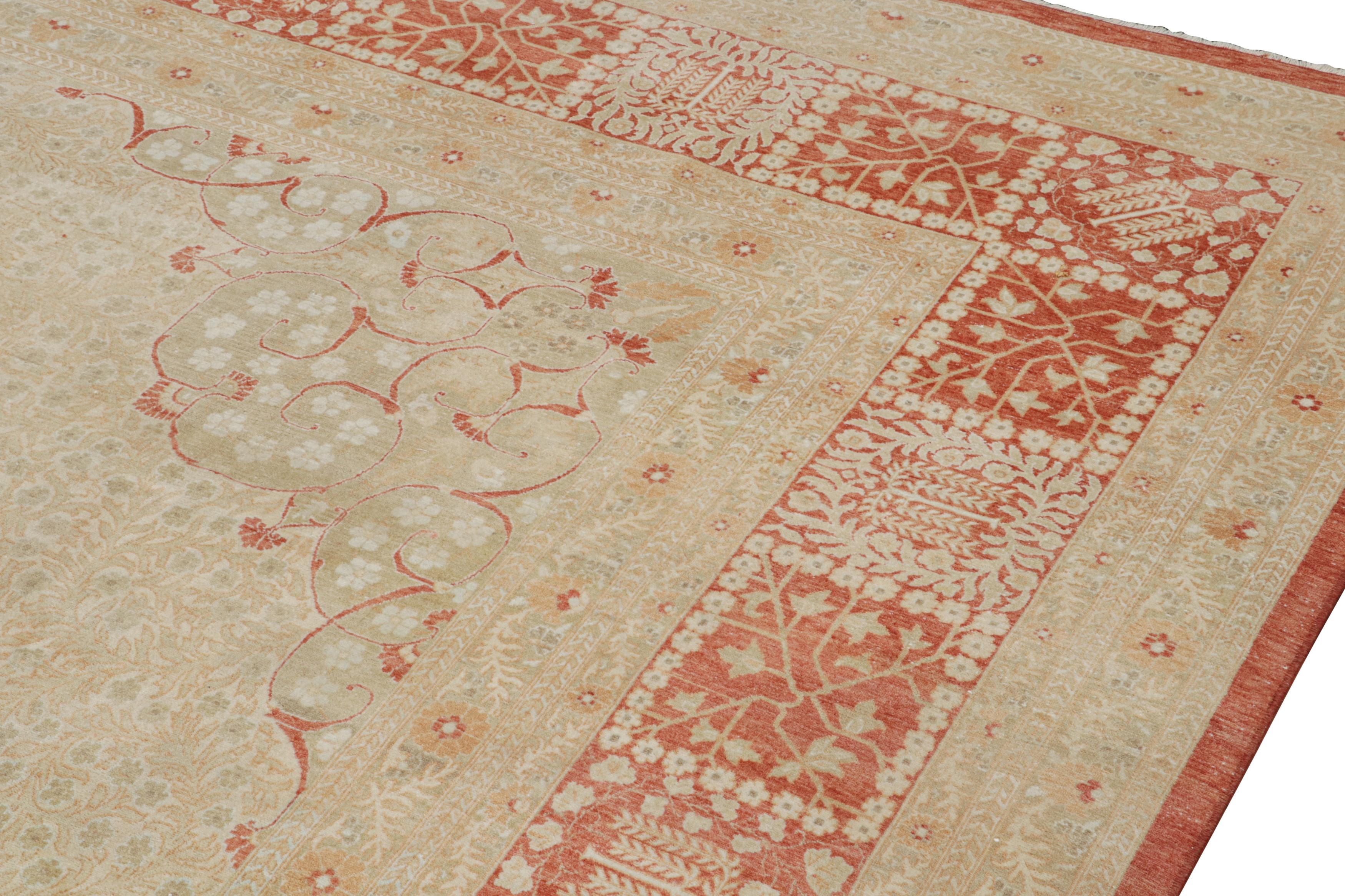 Alfombra estilo Tabriz de Rug & Kilim con diseño de medallones dorados, marrones y rojos en Bueno estado para la venta en Long Island City, NY
