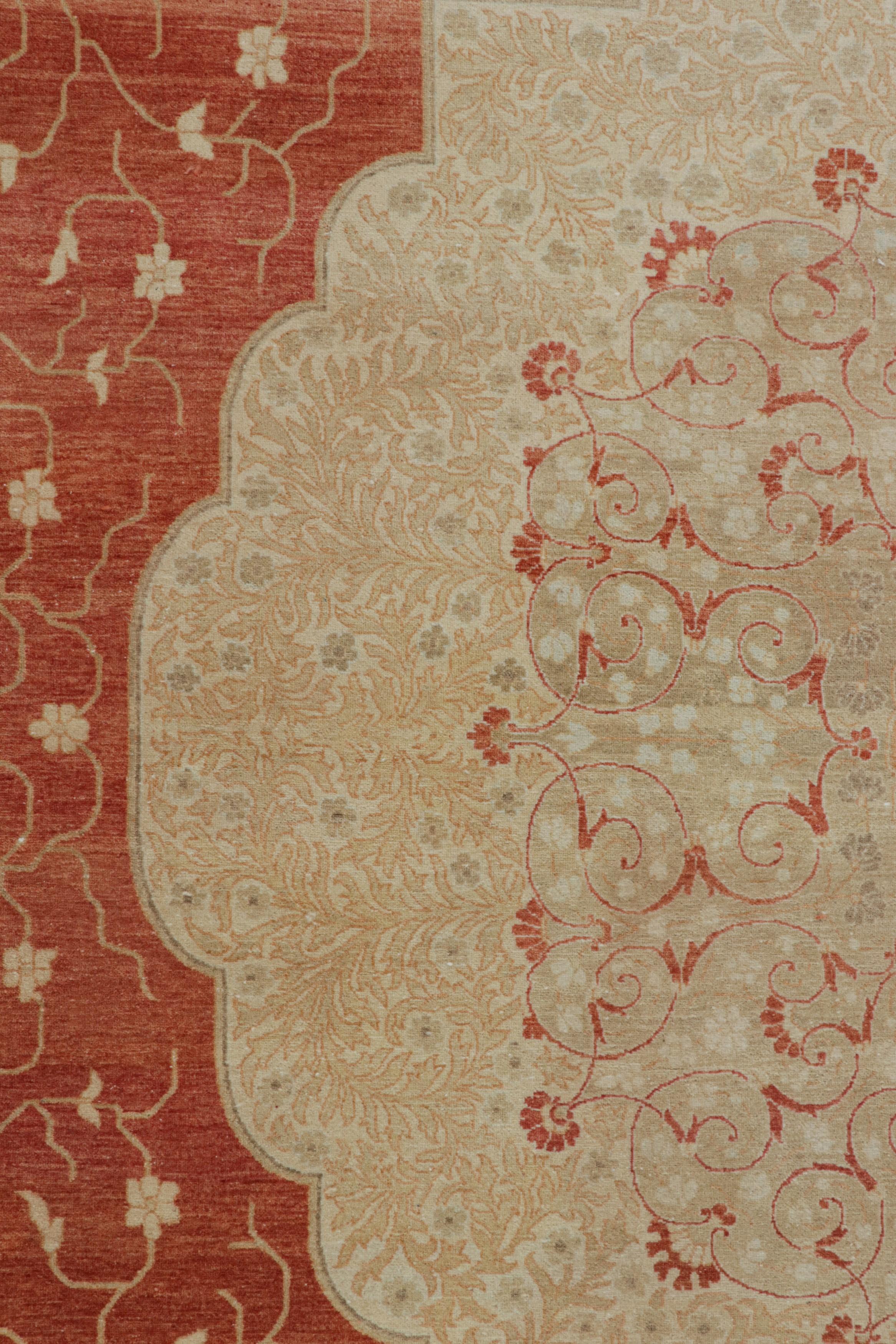 Alfombra estilo Tabriz de Rug & Kilim con diseño de medallones dorados, marrones y rojos Siglo XXI y contemporáneo en venta