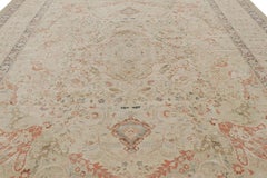 Rug & Kilim’s Tabriz Style Rug in Green and Pink Floral Patterns