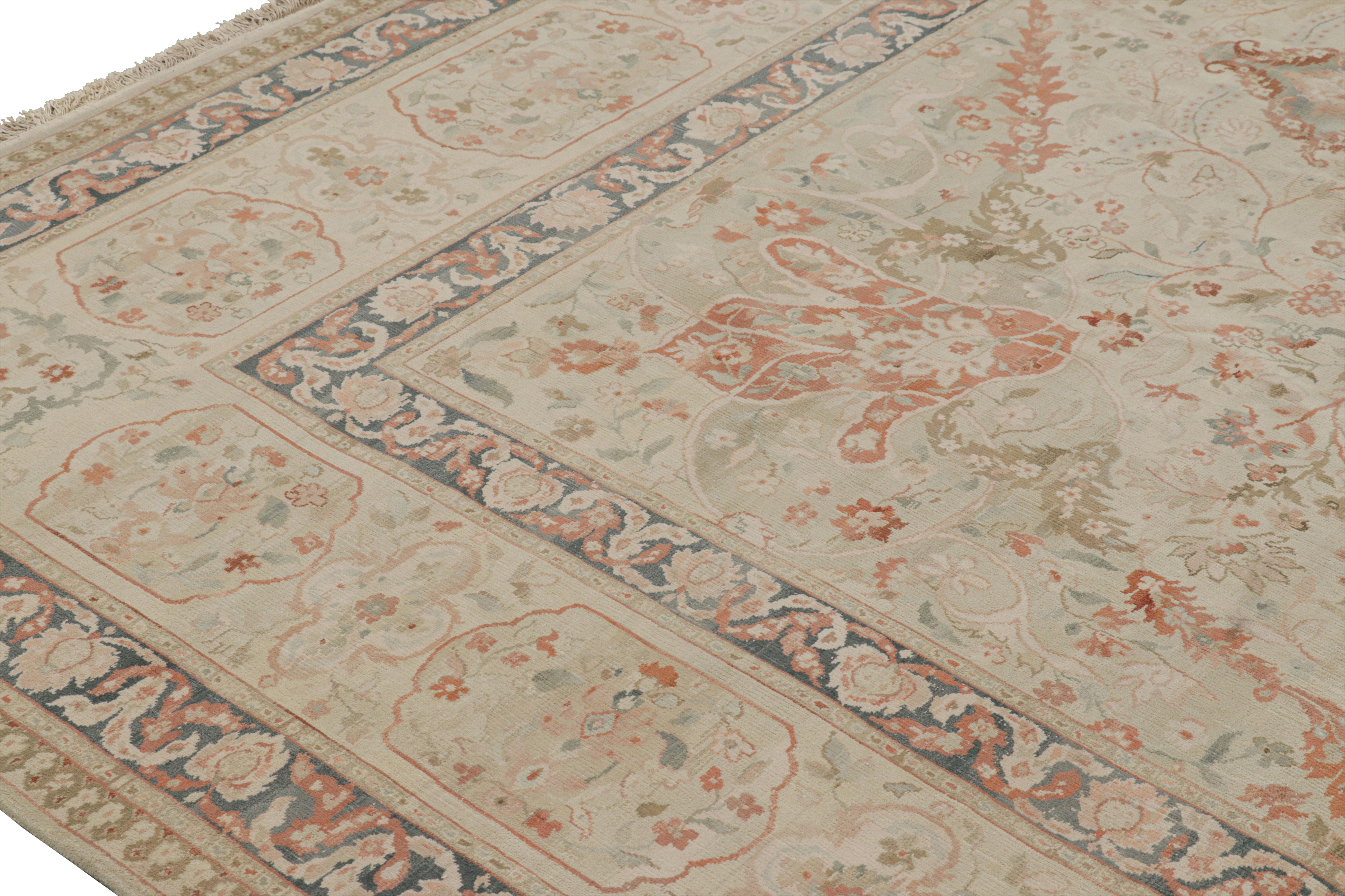 XXI secolo e contemporaneo Rug & Kilim - Tappeto in stile Tabriz con motivi floreali in verde e rosa in vendita