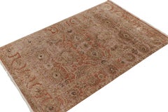 Rug & Kilim’s Tabriz Style Rug in Rust Red, Pink and Beige-Brown Floral Patterns