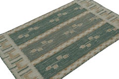 Rug & Kilim’s Teal Scandinavian Style Kilim Scatter Rug with Geometric Patterns