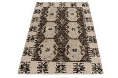 Rug & Kilim's Textural Contemporary Kilim Rug in Beige-Brown, White and Black