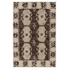 Rug & Kilim's Textural Contemporary Kilim Rug in Beige-Brown, White and Black