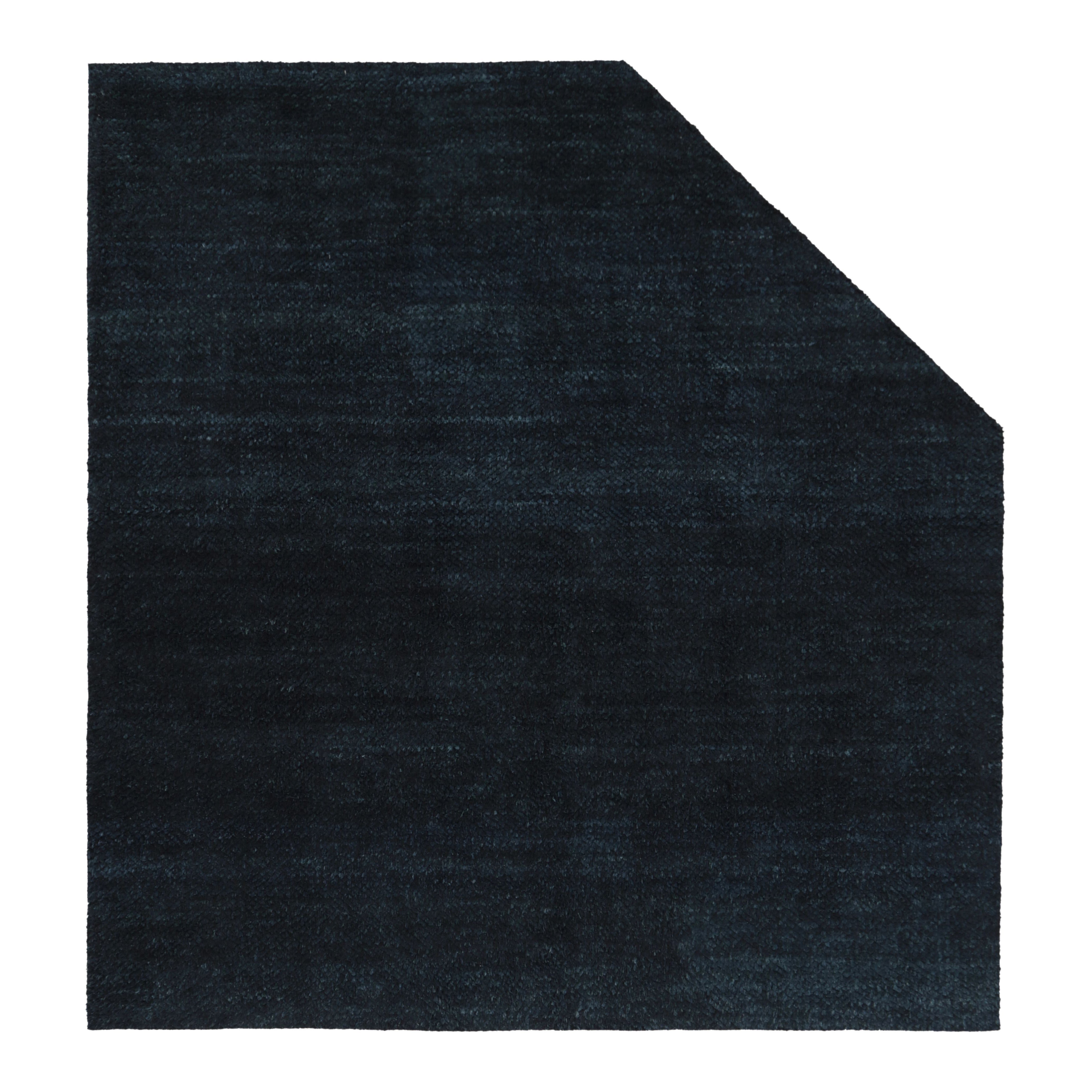 Rug 
Kilim’s Textural Custom Rug Design, Midnight Blue Tone-on-tone Shaggy Pile For Sale
