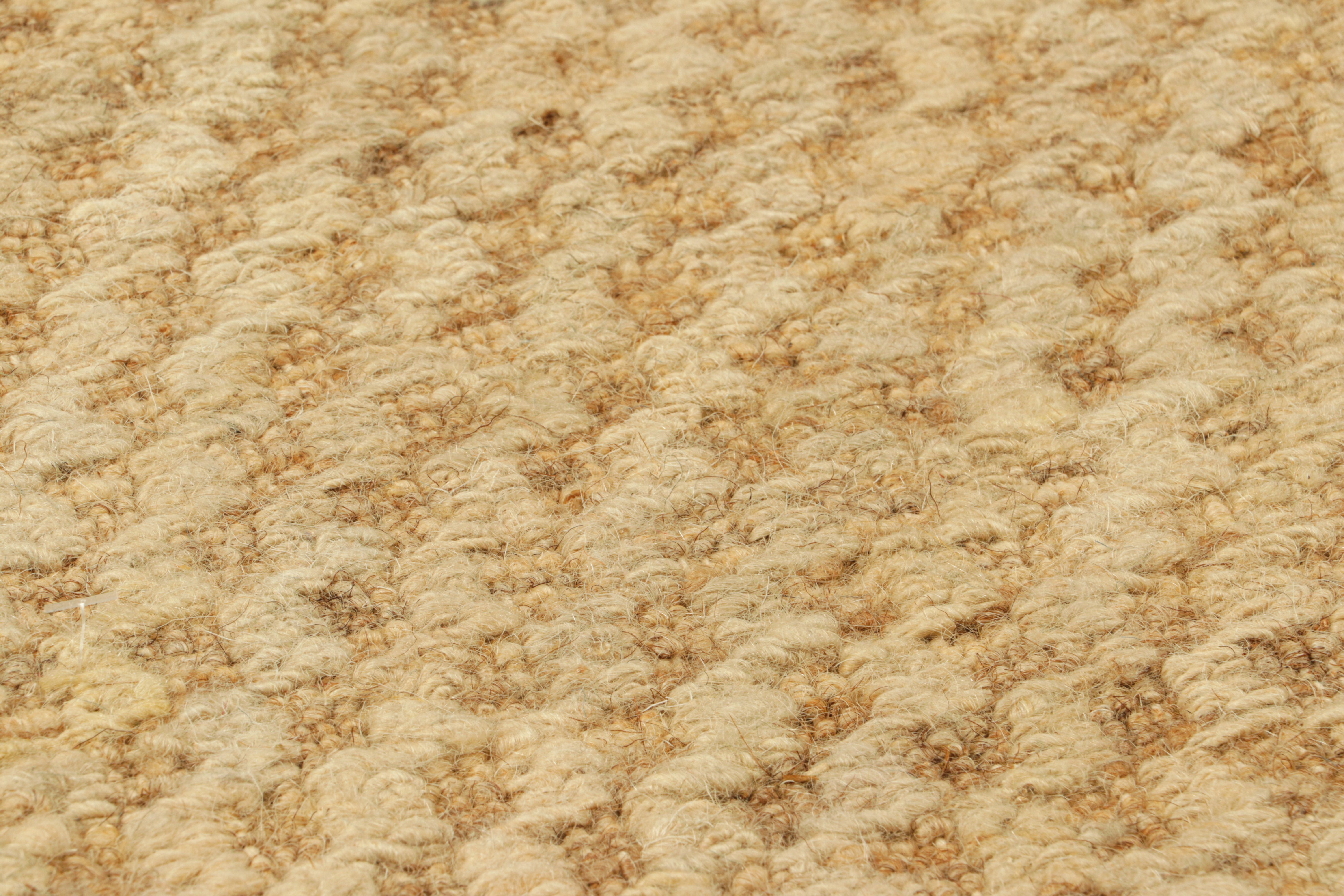 Modern Rug & Kilim’s Textural Custom Rug Sample, Beige and Cream High-and-Low Pattern For Sale