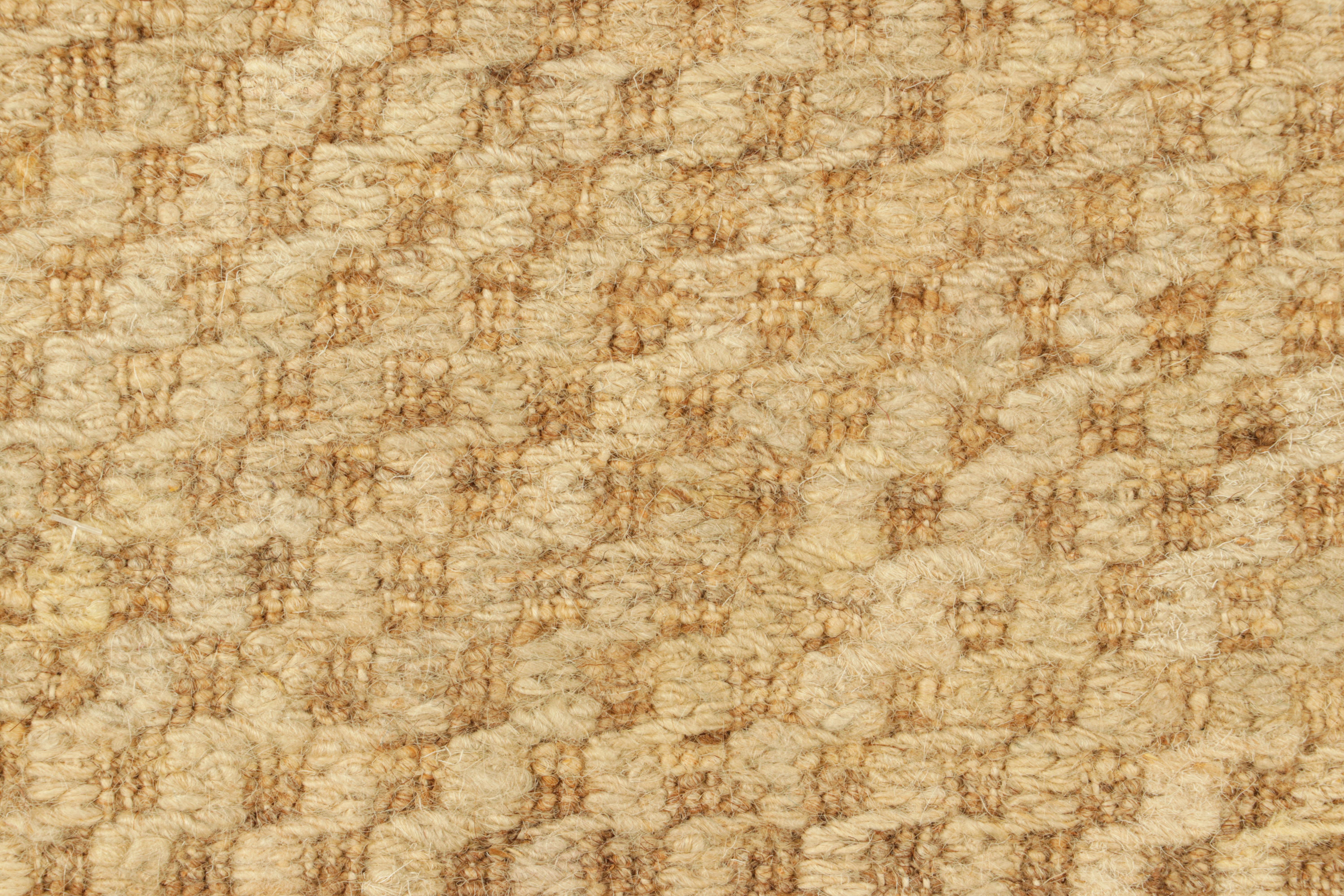 Pakistani Rug & Kilim’s Textural Custom Rug Sample, Beige and Cream High-and-Low Pattern For Sale