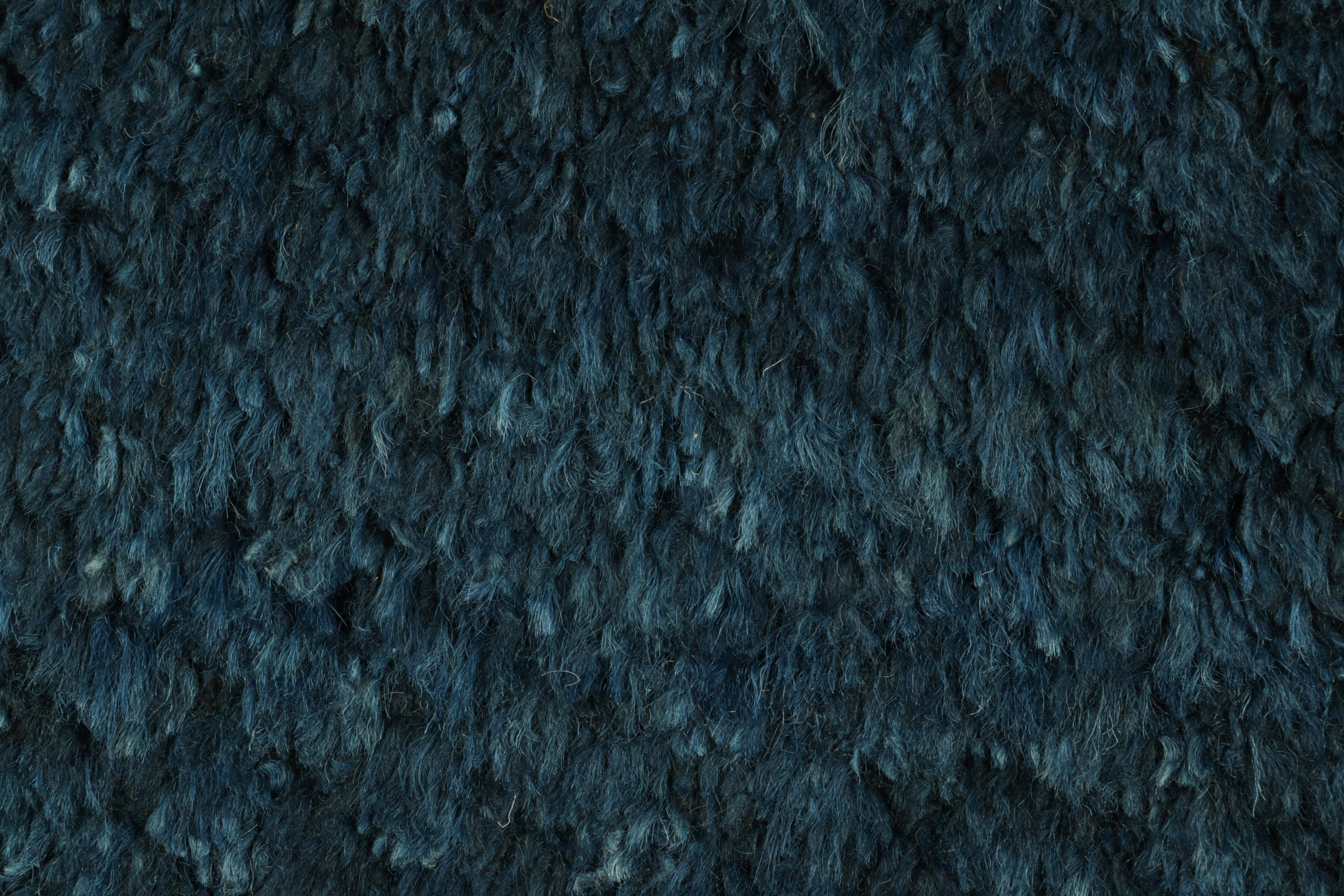 Pakistani Rug & Kilim’s Textural Custom Rug Sample, Teal Blue with Lush High Pile For Sale