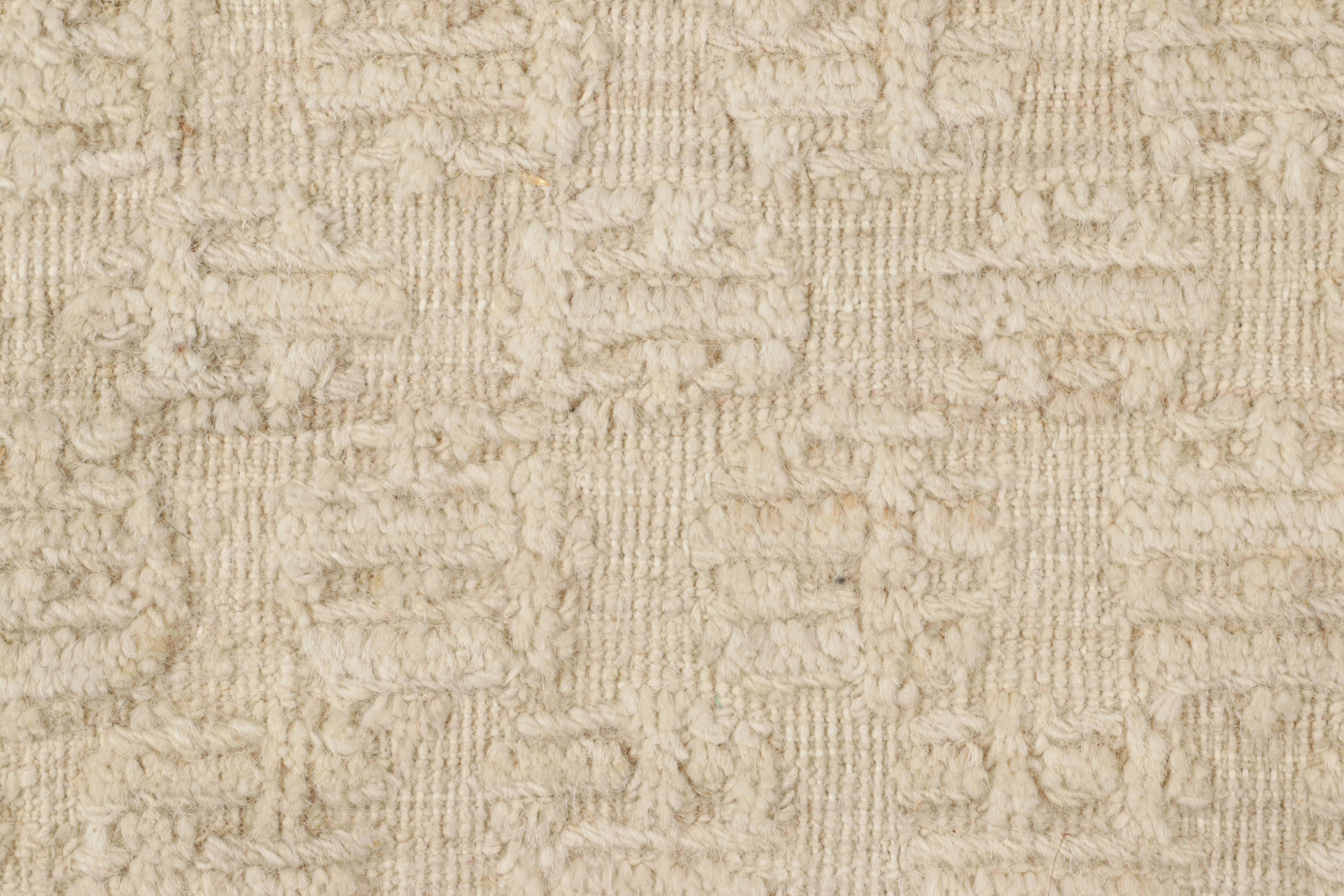Rug & Kilim's Textural Custom Rug Sample, Weißes geometrisches Hoch-Tief-Muster (Moderne) im Angebot