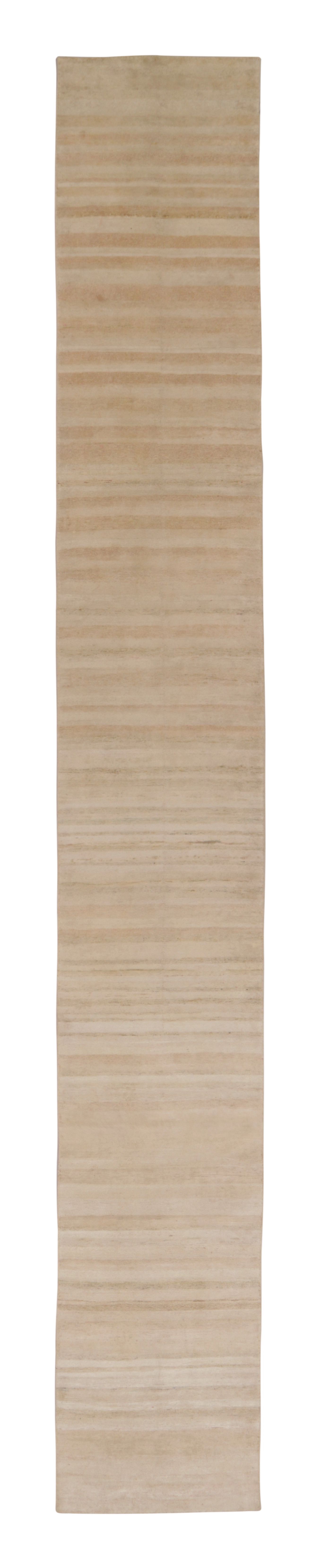 Rug 
Kilim’s Textural Extra-Long Runner Rug, Light Cream and Beige Striae