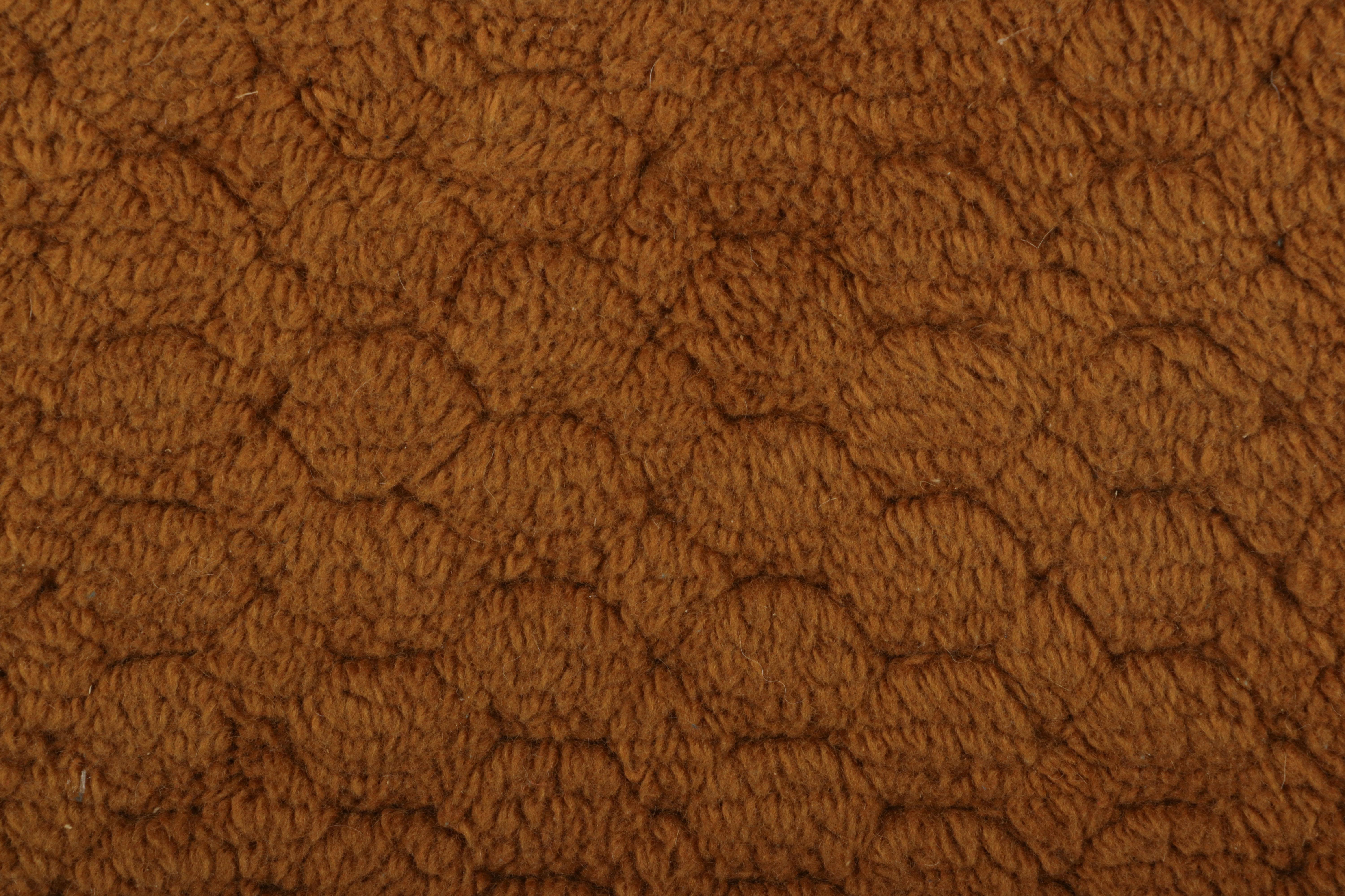 Nepalese Rug & Kilim’s Textural High-Pile Custom Rug Sample, Rust Tones and Muted Pattern For Sale