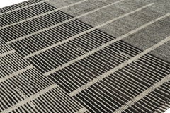 Rug & Kilim’s Modern Rug, Black and White Stripes and Geometric Patterns