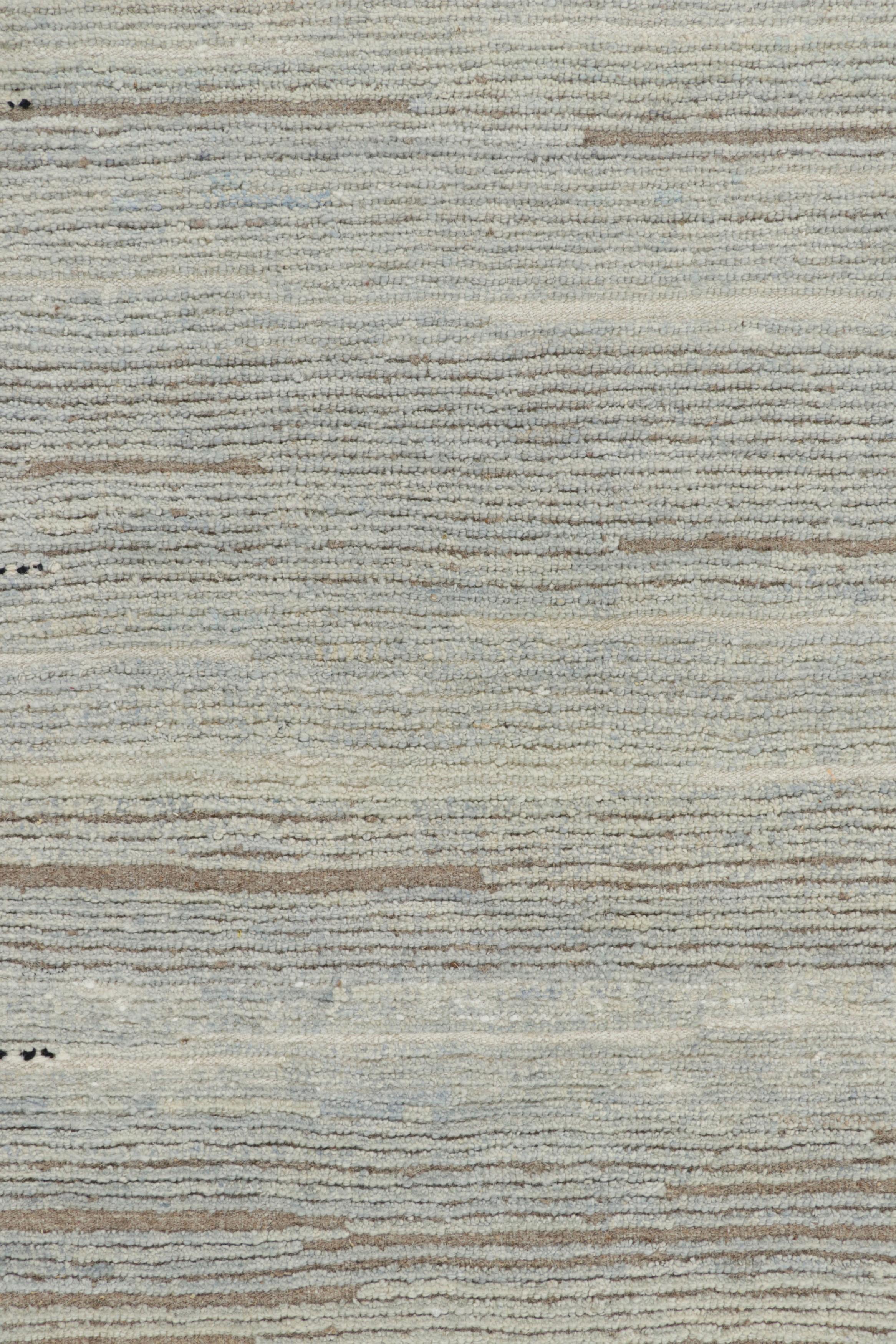 Modern Rug & Kilim’s Textural Kilim in Brown and Gray Stripes and Striae For Sale