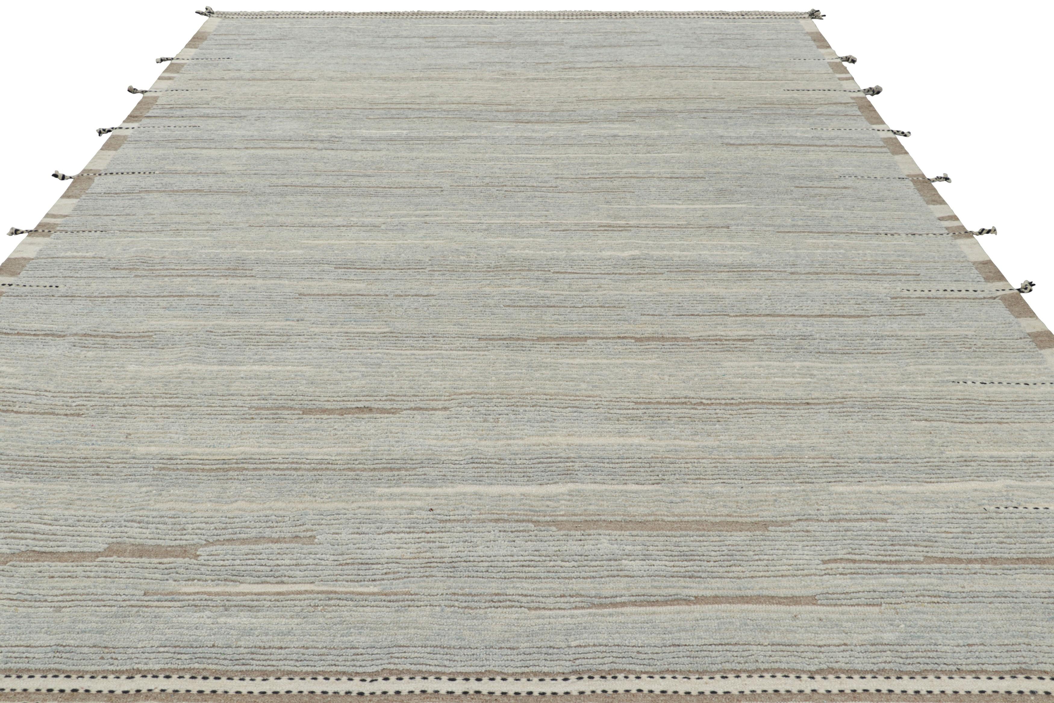 Pakistani Rug & Kilim’s Textural Kilim in Brown and Gray Stripes and Striae For Sale