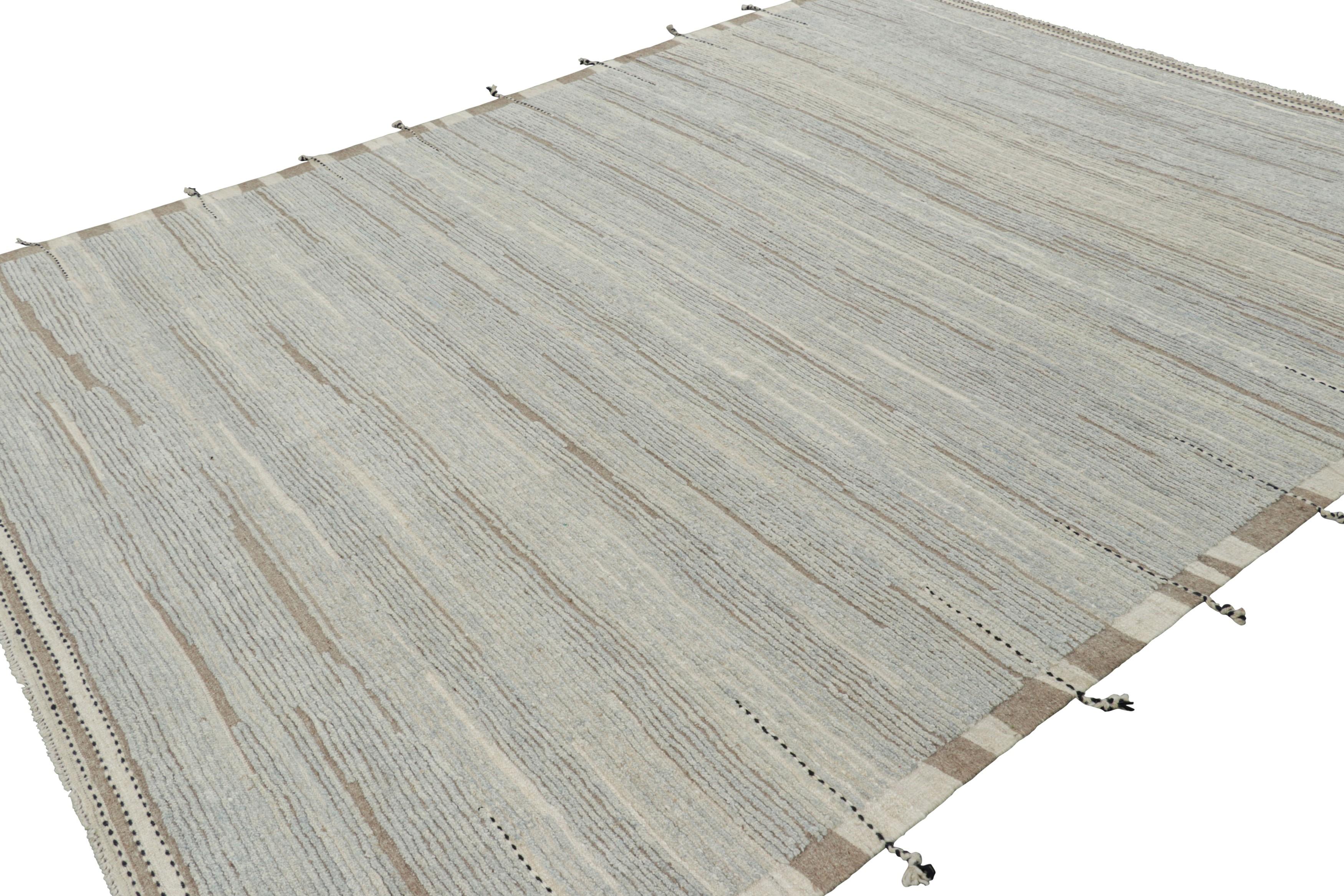Hand-Woven Rug & Kilim’s Textural Kilim in Brown and Gray Stripes and Striae For Sale