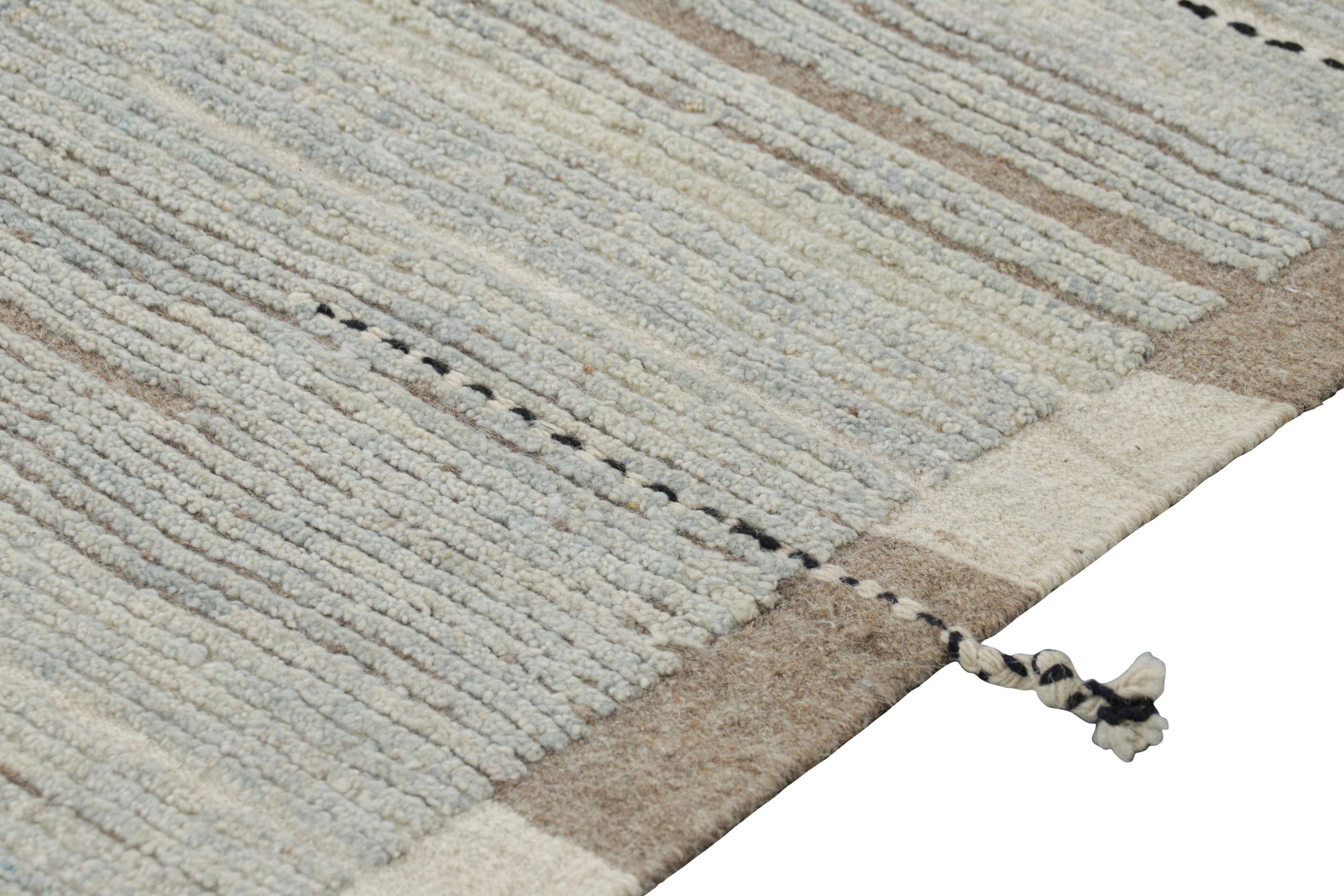 Rug & Kilim’s Textural Kilim in Brown and Gray Stripes and Striae In New Condition For Sale In Long Island City, NY