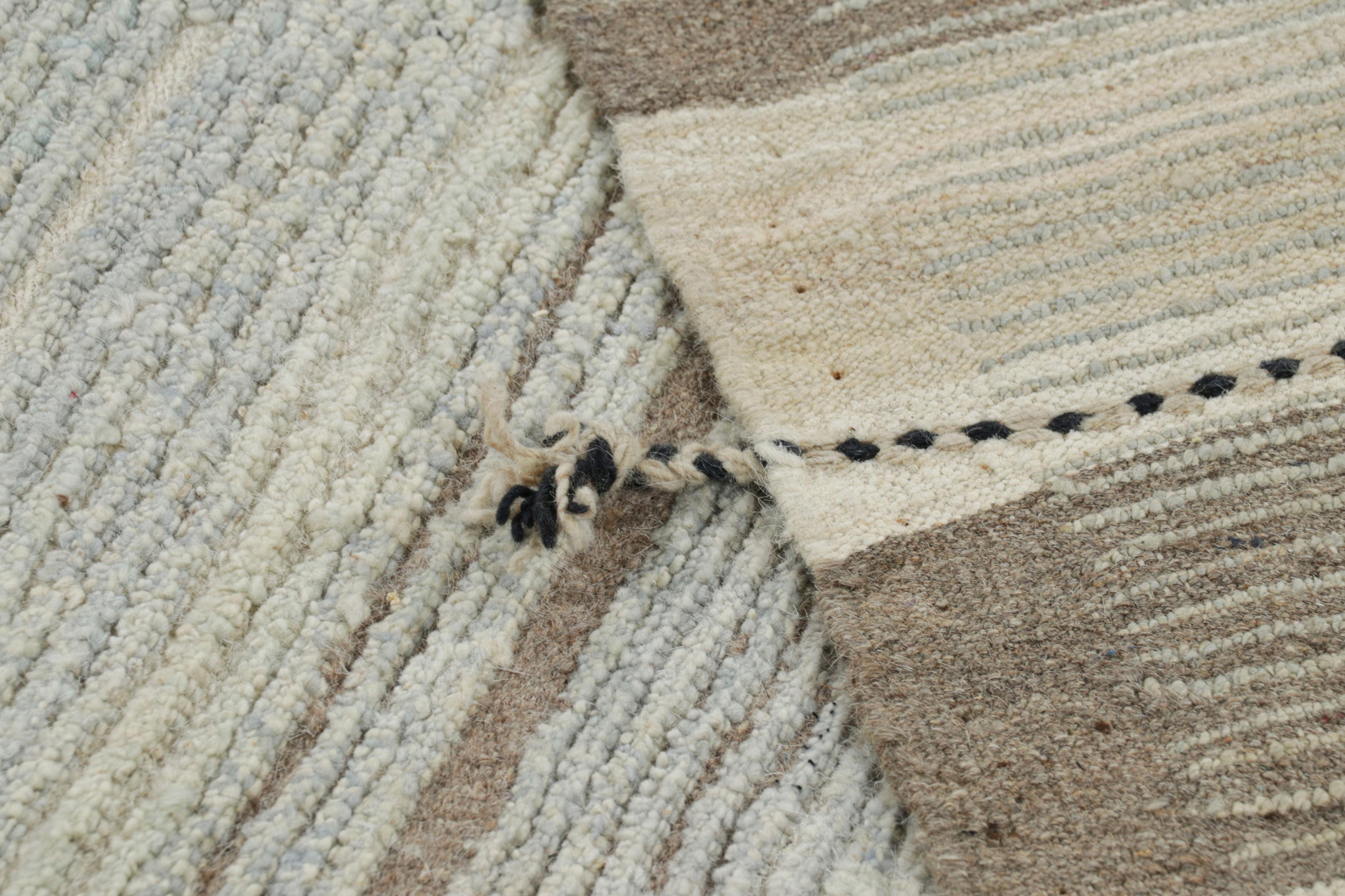 Contemporary Rug & Kilim’s Textural Kilim in Brown and Gray Stripes and Striae For Sale