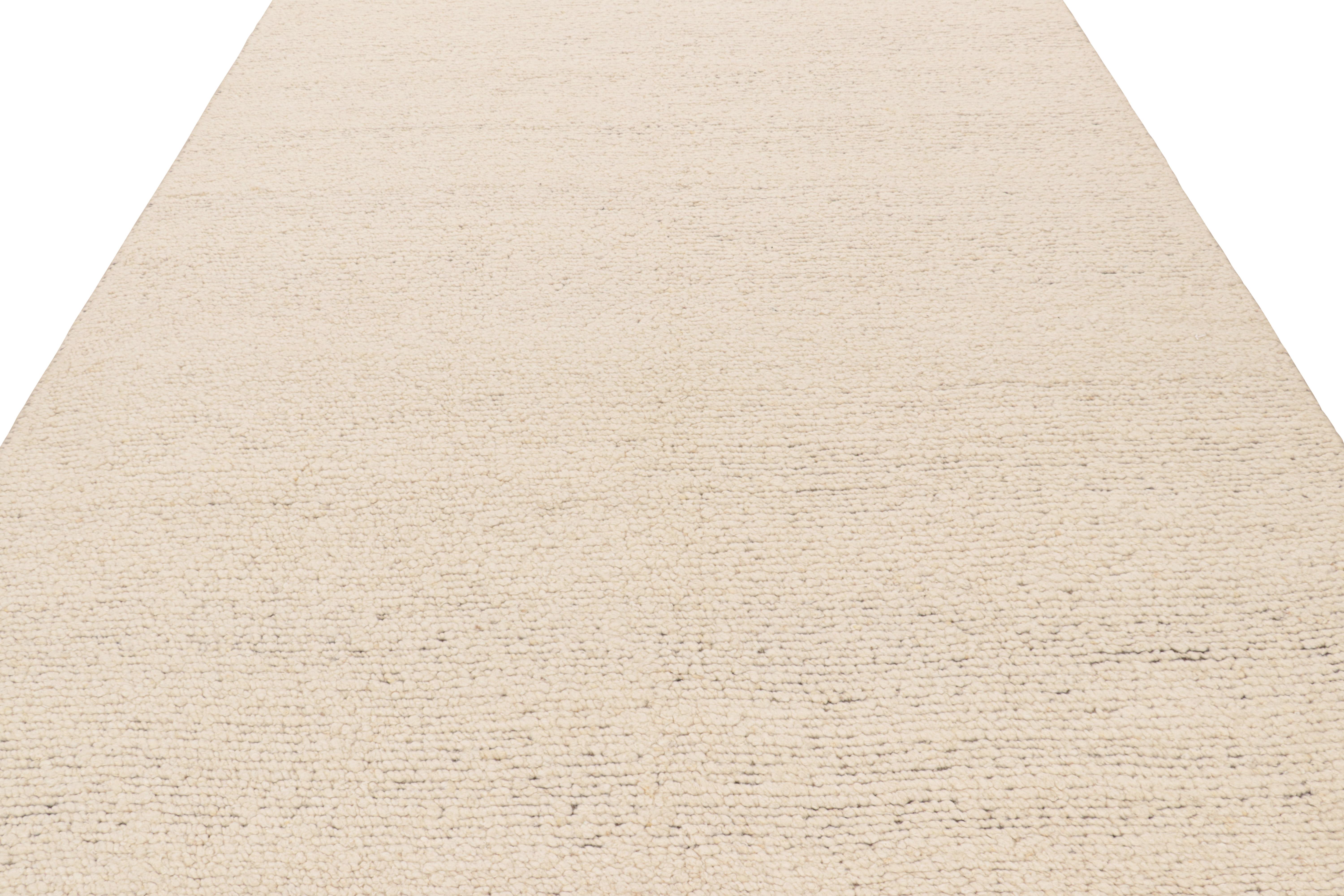 Indian Rug & Kilim’s Textural Kilim in Solid Cream and White Tones For Sale