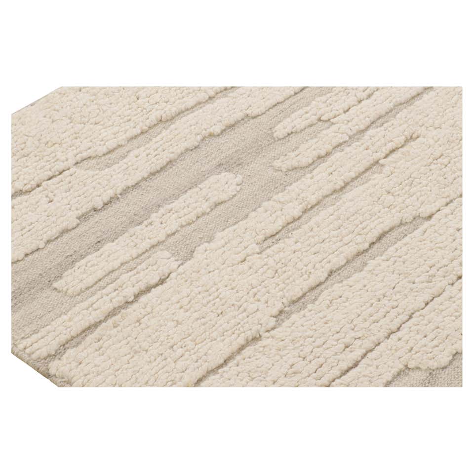 Rug and Kilim’s Custom Rug Design in Cream White with High-Low Circle ...