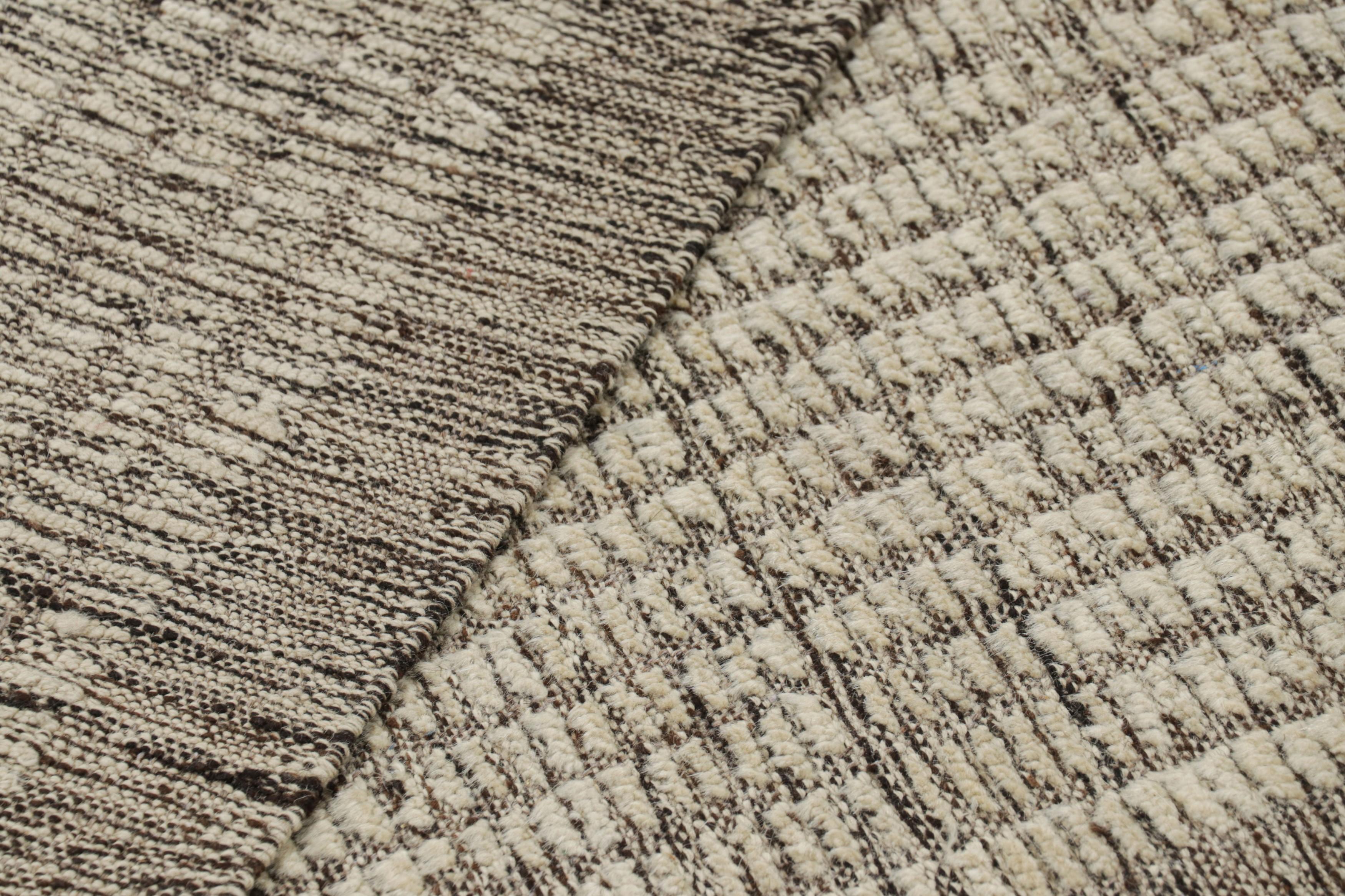 Contemporary Rug & Kilim’s Textural Kilim with White Textural Stripes and Black Accents For Sale